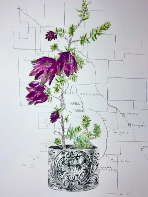 Flowers on a grave I, II & III
Watercolour on 300g hot pressed Arches in recycled frame salvaged from Carnamah community