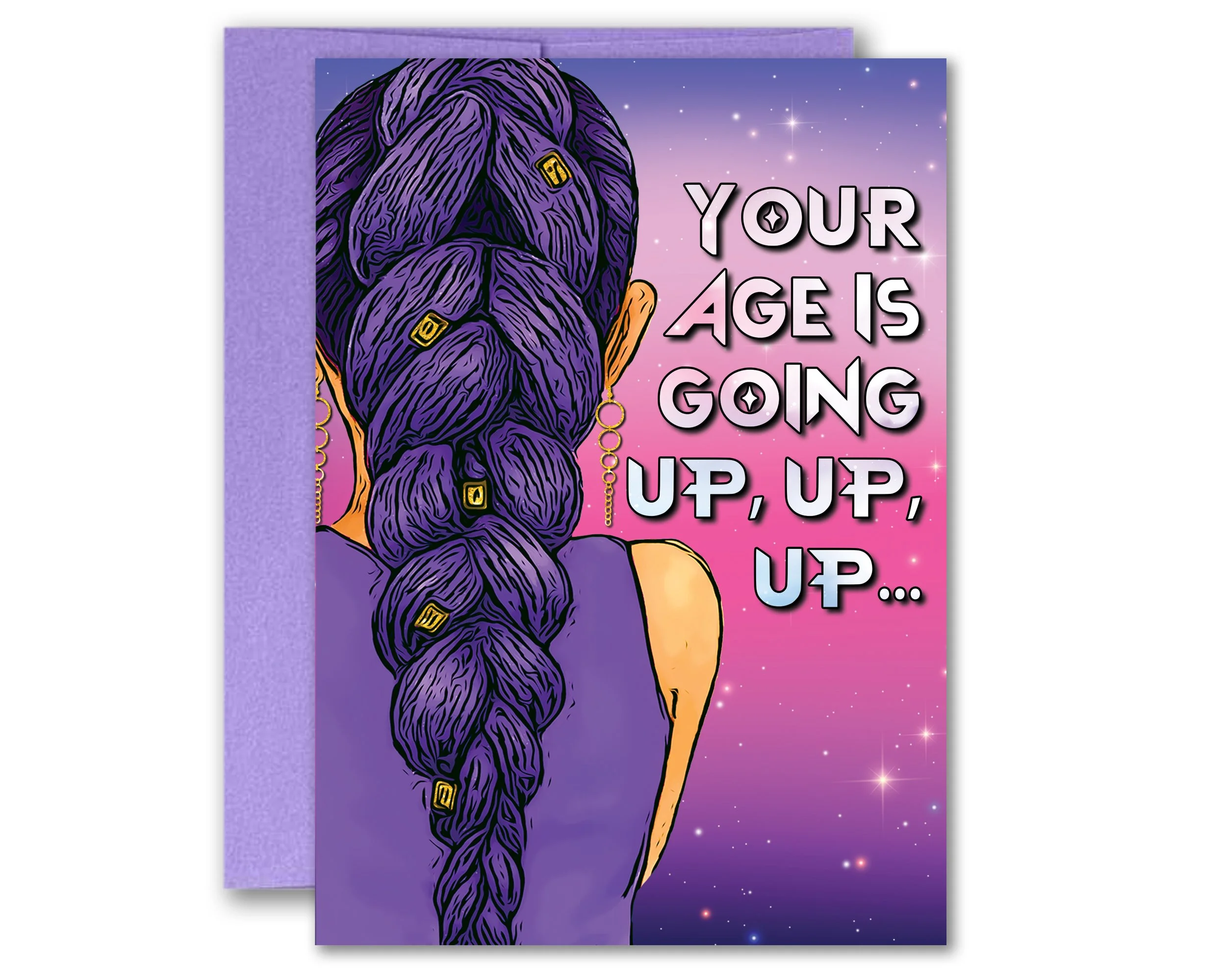 Rumi Purple Braid K-Pop Golden Birthday Greeting Card 5x7 inches w/Envelope