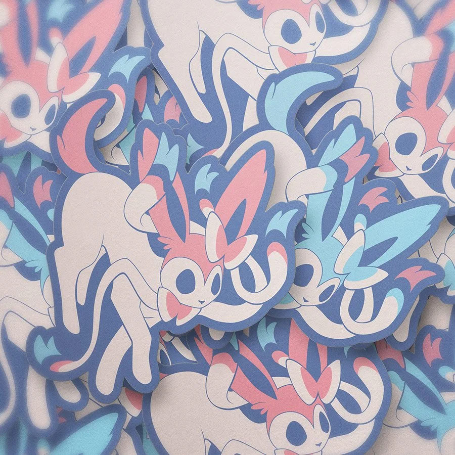 Eeveelutions Sylveon Vinyl Sticker - Laptop Stickers - Water Bottle Stickers - Car Decal