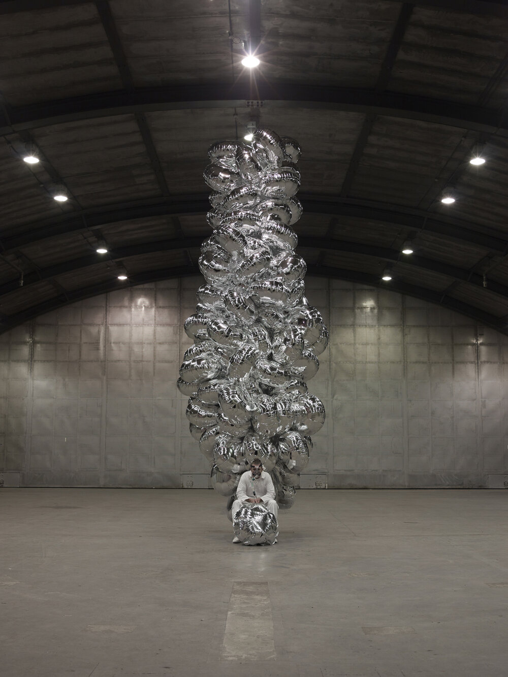 Exhaust (2011) 24 hours of exhaled air and foil balloons. Image credit: Manuel Vason