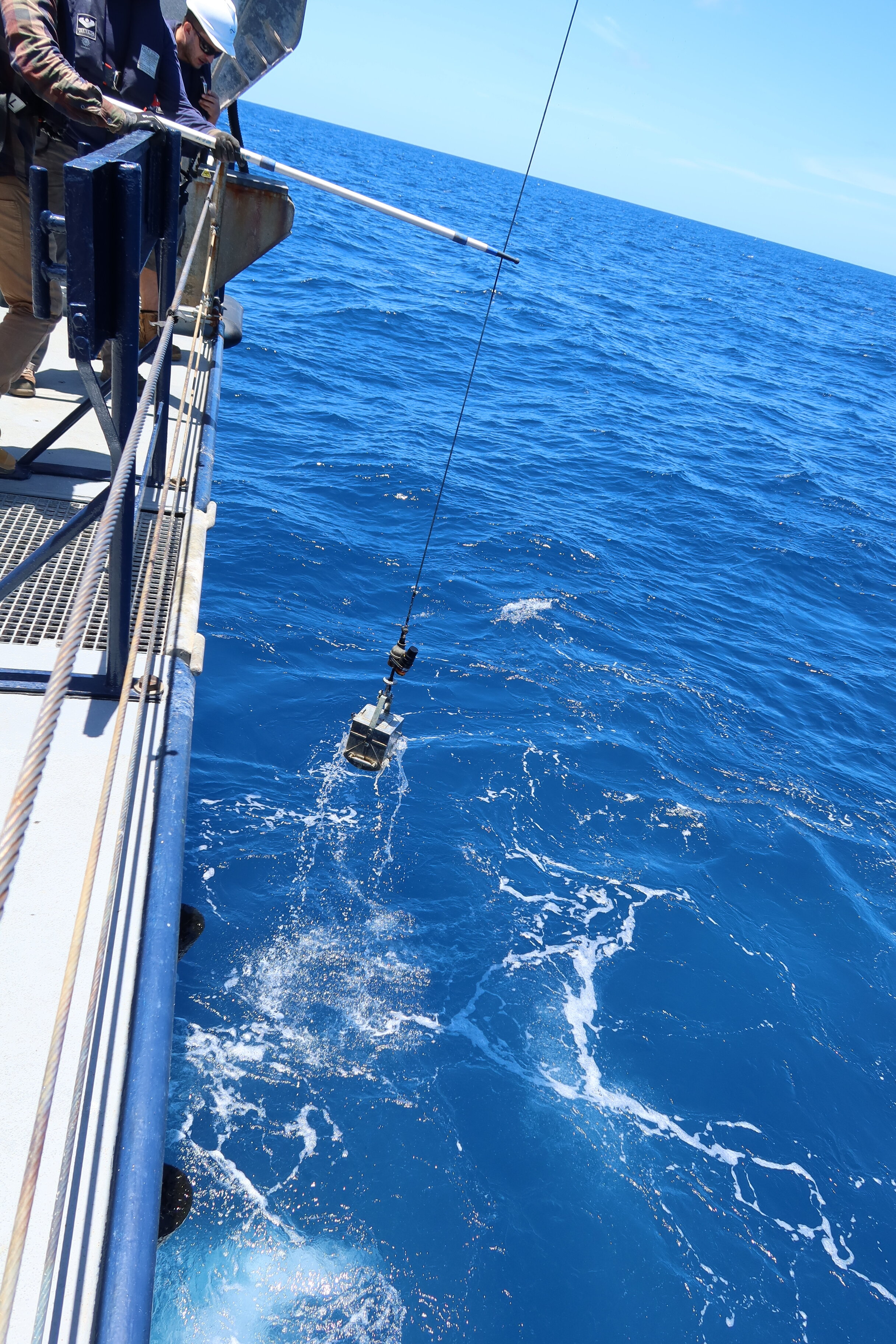  Seabed sampling on the R/V Falkor during her residency at Artist-At-Sea Program, Great Barrier Sea, December 2020.  The Soul Expanding Ocean #1: Taloi Havini  is commissioned by TBA—Academy and co-produced with Schmidt Ocean Institute, co-founded by
