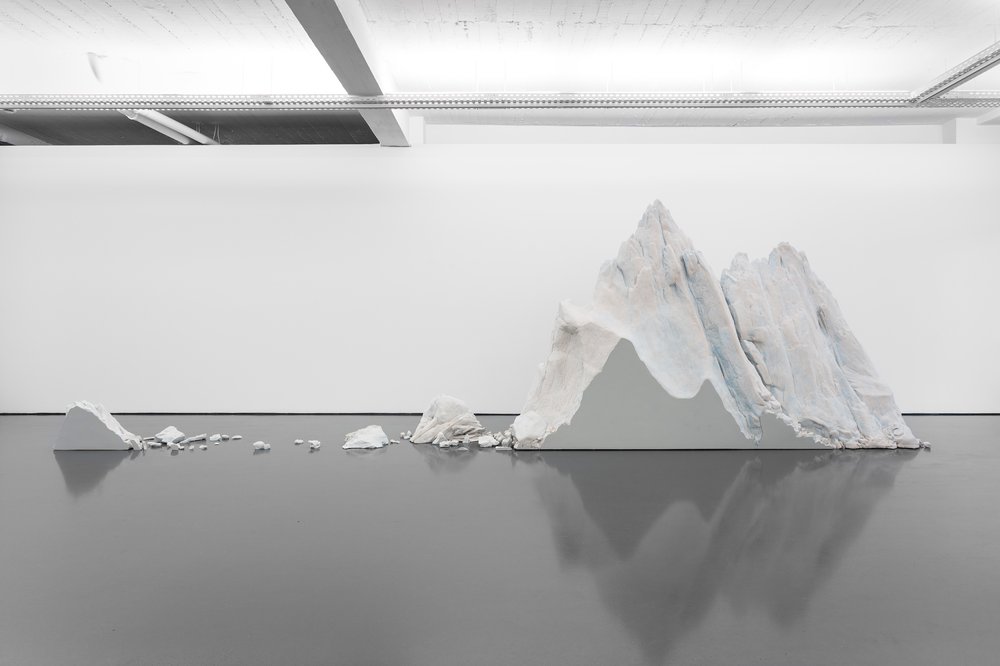   There is Always Something More Important , 2012. Fibre glass, pigment, plywood. Two channel video on monitors, looped, 65cm x 207cm x length variable, approximately 420cm.  Echo Chamber , 2018, Mariele Neudecker, solo-exhibition, GALERIA PEDRO CERA