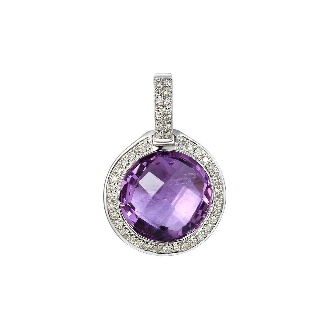 Briolette Amethyst And Diamond Pendant