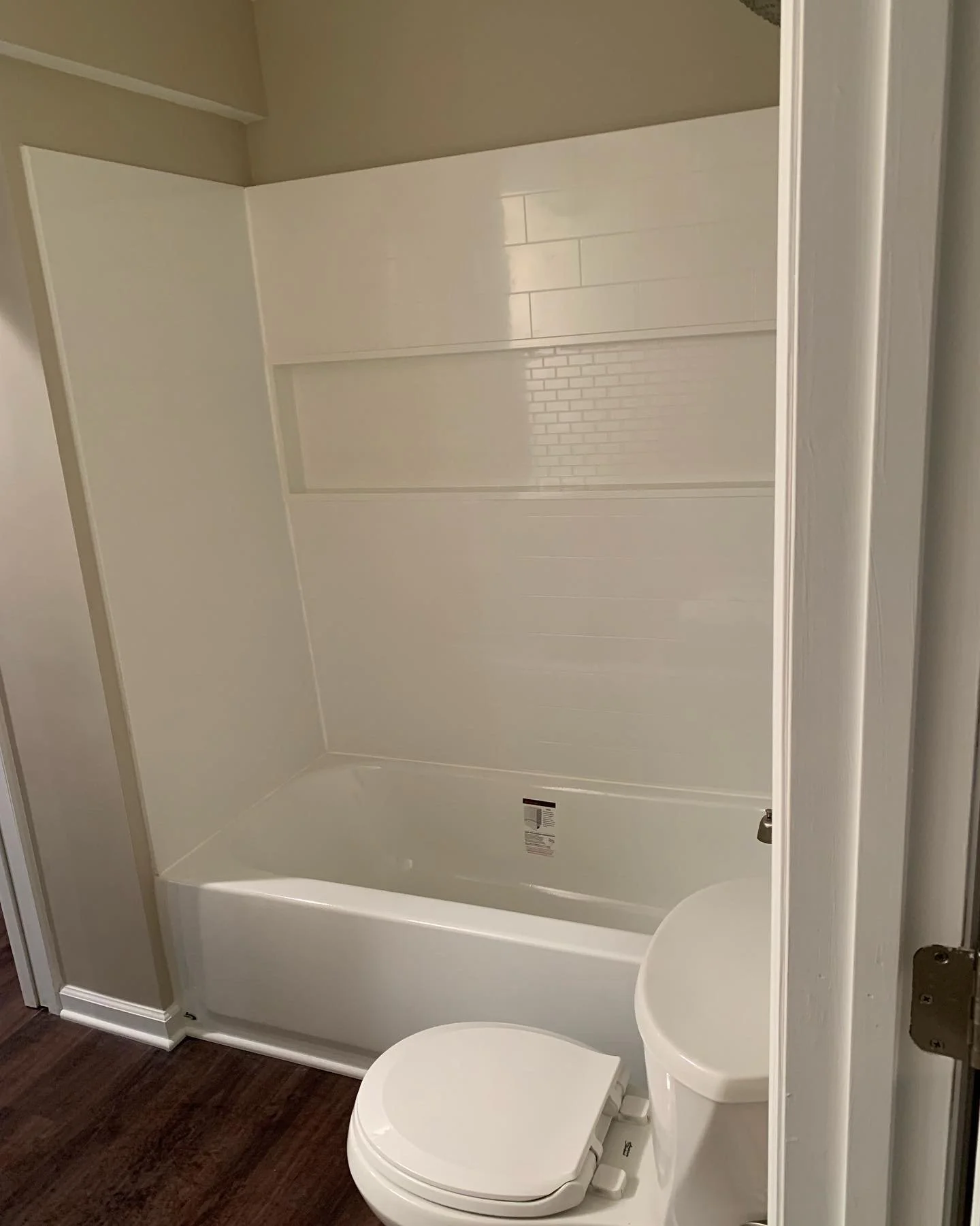 Shower in bathroom of refinished basement