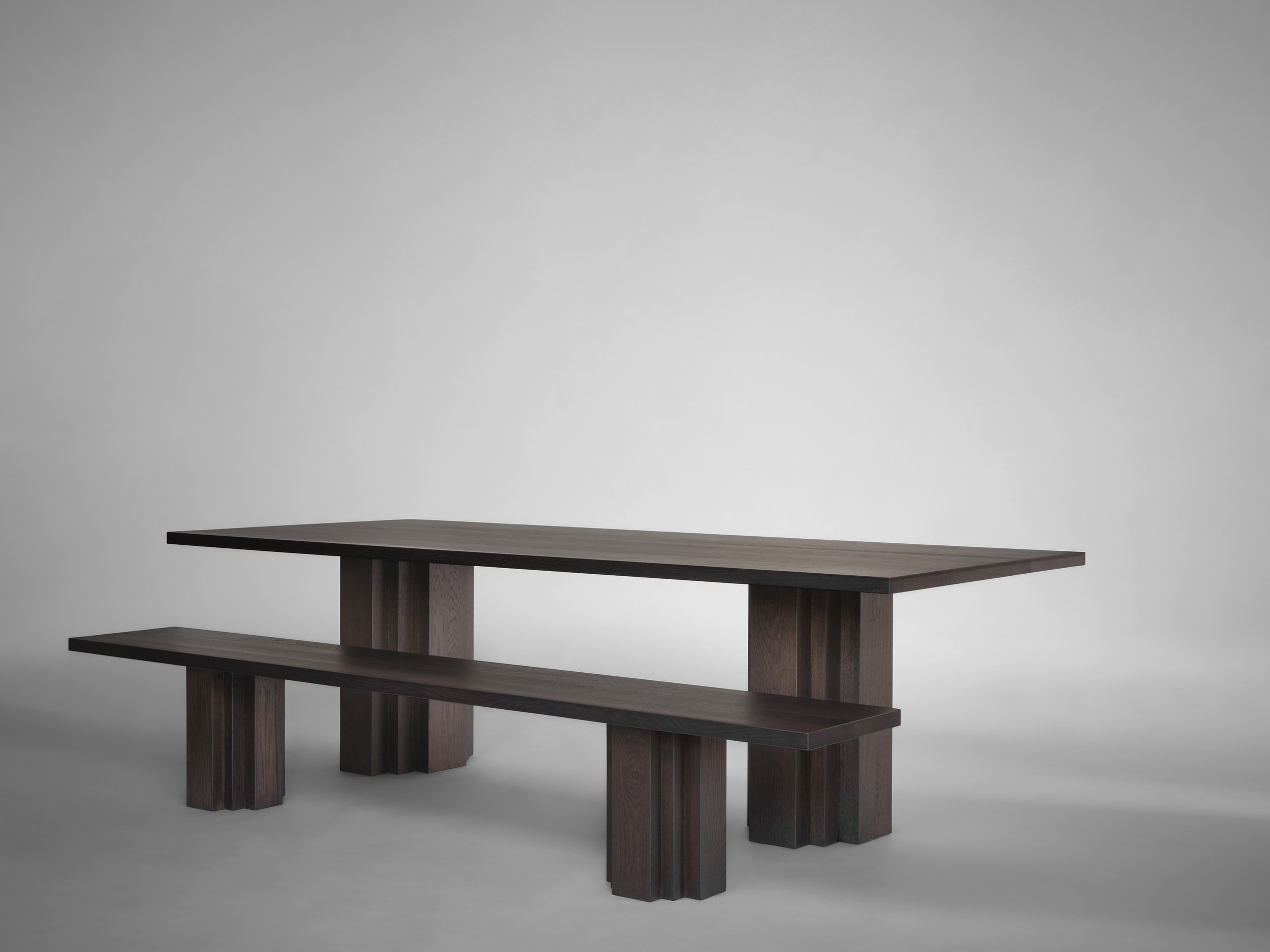 Mokko - Brut table - Brut bench - Dark Brown Oak - light grey - side view - photo by Thomas van Schaik(1).jpg