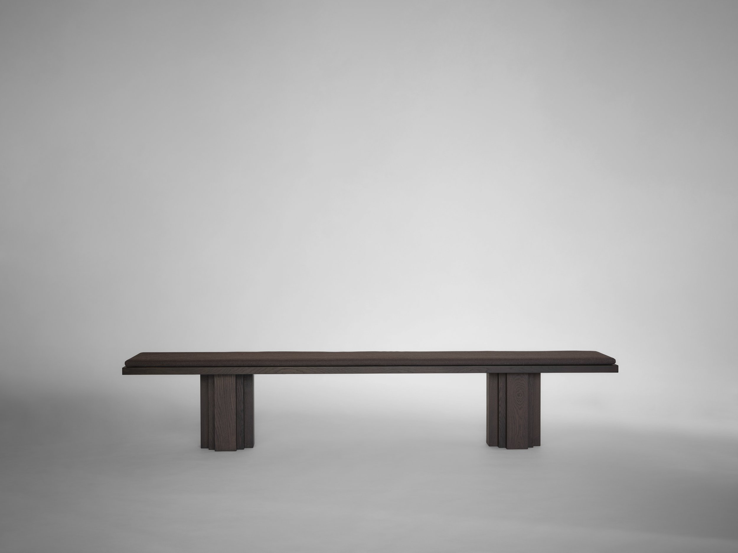 Mokko - Brut Bench with cushion - Dark Brown Oak - lg - side view - design by Aad Bos.jpg