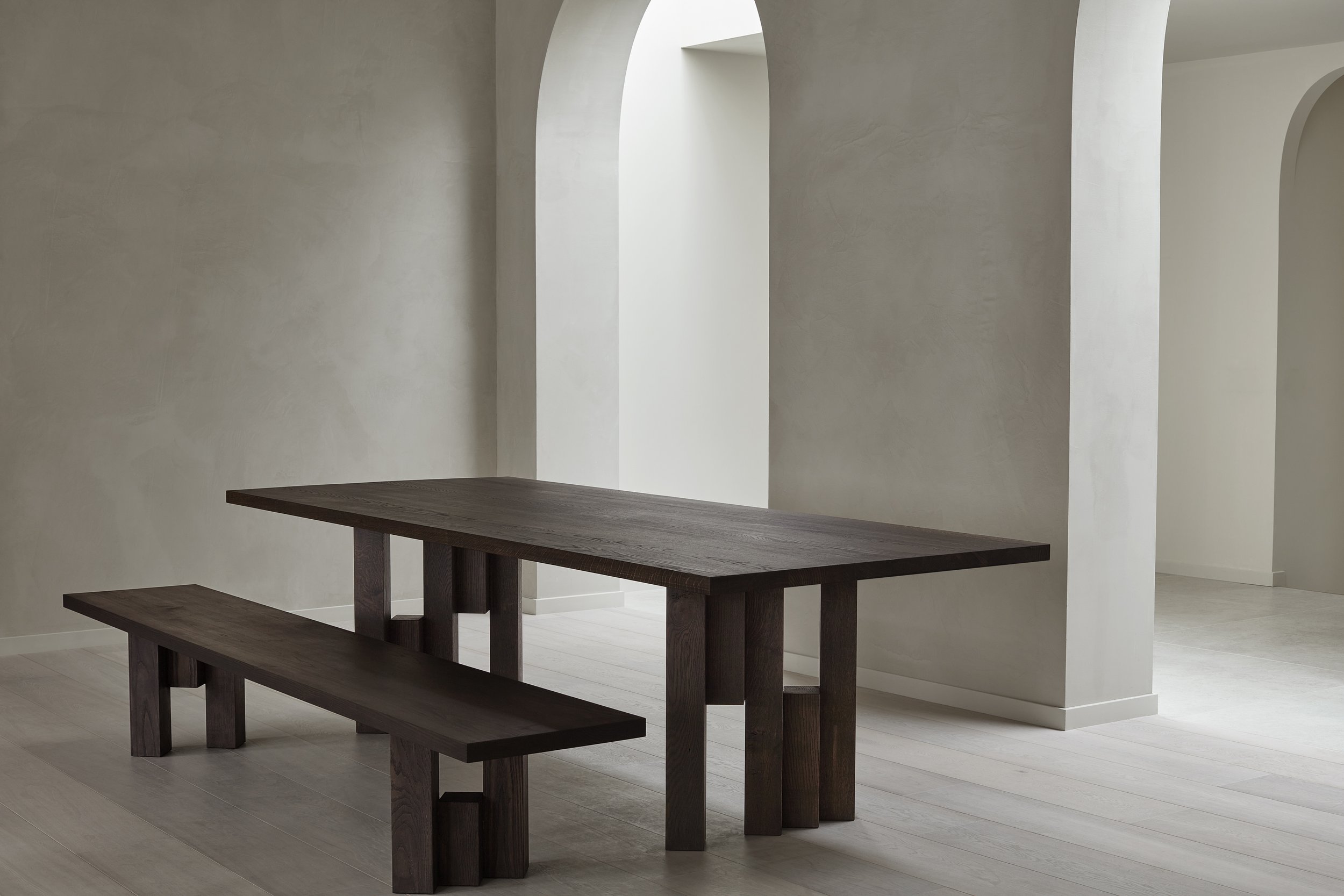 Mokko - Fenestra Table and Bench - Dark Brown - setting - photo by Thomas van Schaik.jpg
