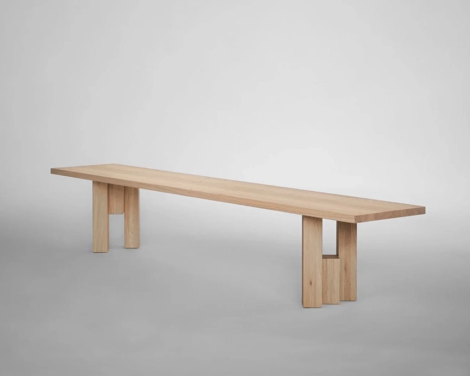 Fenestra bench by Mokko Amsterdam, architectural solid wood bench handcrafted in the Netherlands for high-end interior and architectural projects
