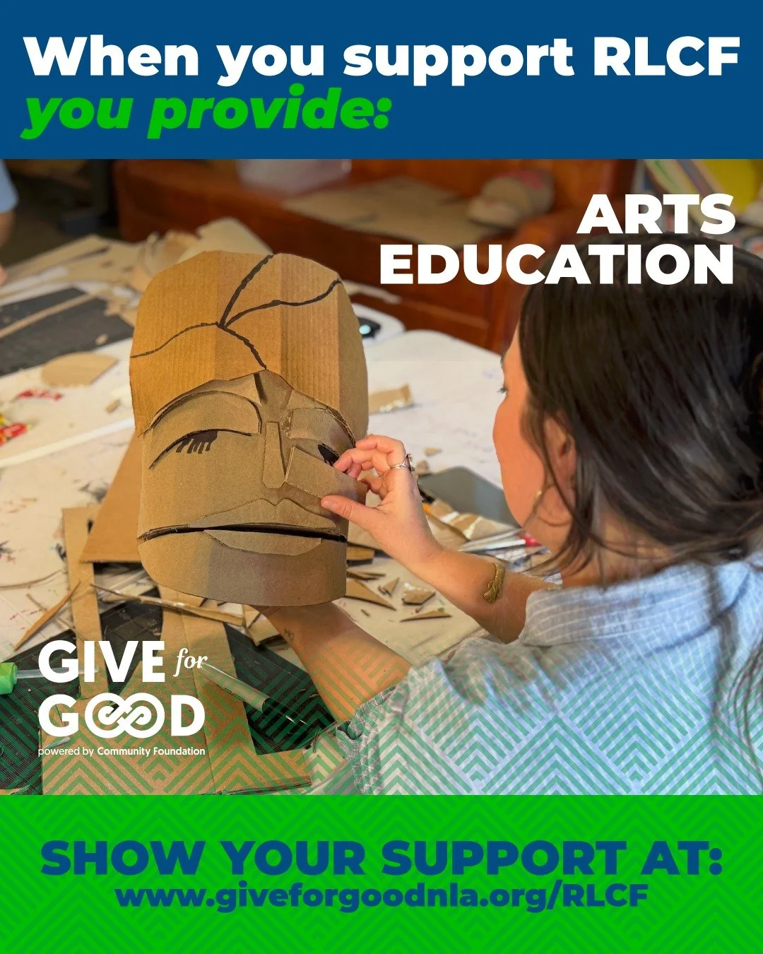 Supporting RLCF means providing a space to learn, practice, and master a craft!

Head to giveforgoodnla.org/RLCF  to support RLCF with a tax-deductible, percentage-matched donation through Give for Good!