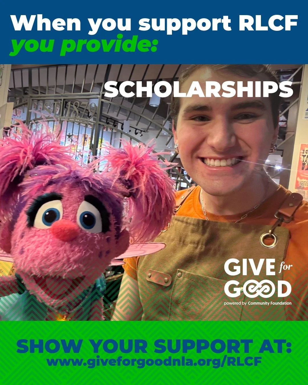 Supporting RLCF means providing a boost for those ready to learn, grow, and chase their dreams!

Head to giveforgoodnla.org/RLCF  to support RLCF with a tax-deductible, percentage-matched donation through Give for Good!