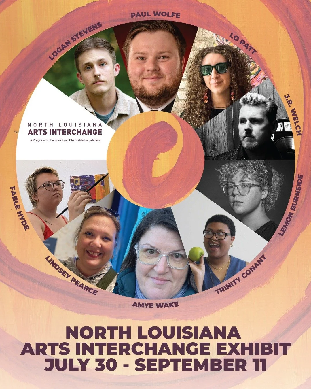 On display now until September 11th, the North Louisiana Arts Interchange Exhibit at the Gilbert Center Gallery in Downtown Ruston. After months of collaboration, experimentation, and creative exploration, nine artists from three states have together
