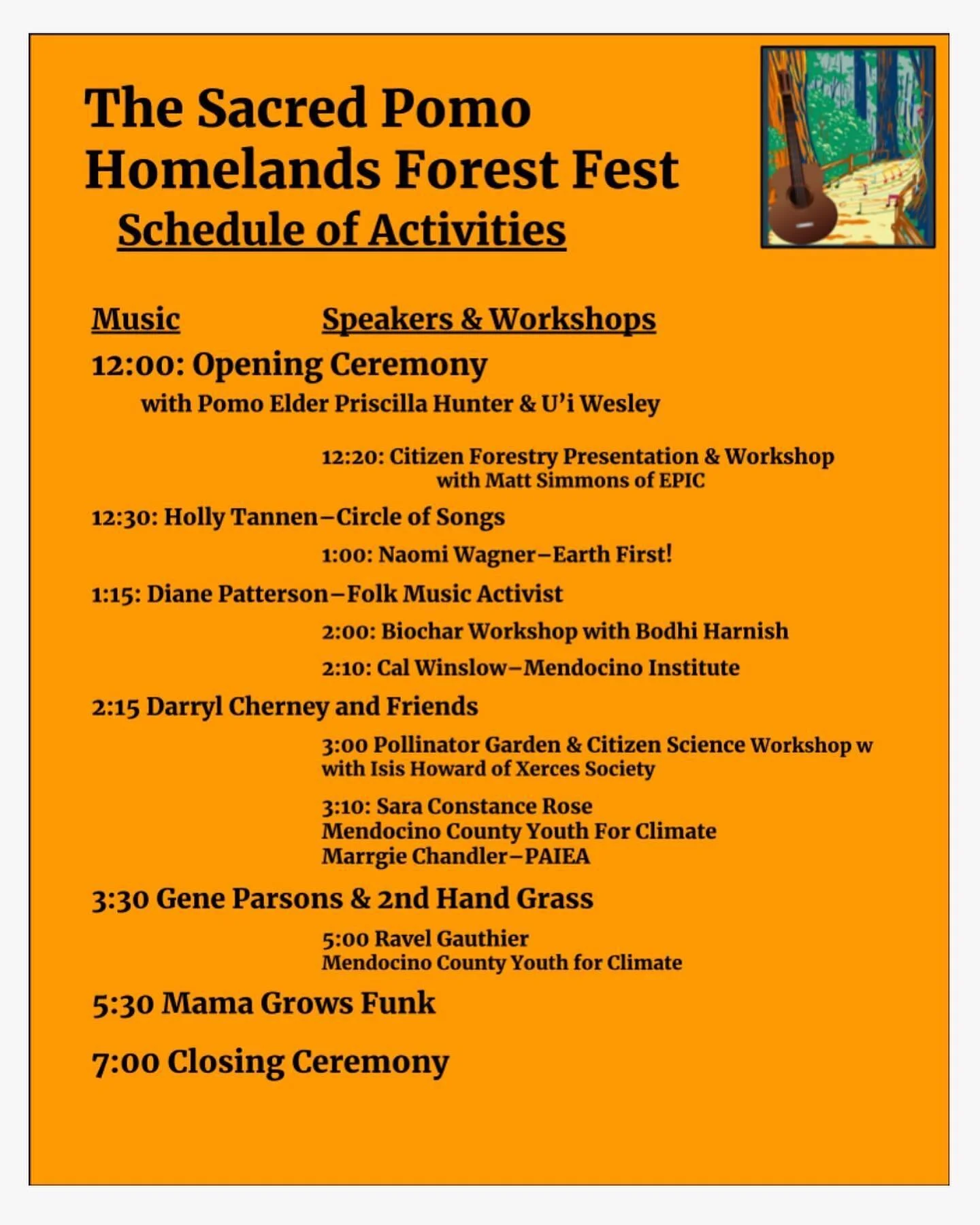 We are one week away from the 2nd Sacred Pomo Homelands Forest Fest! Next Saturday, we will gather together for a day of live music, guest speakers, food, dancing, and ecologically minded workshops - all for the benefit of the Save Jackson Coalition
