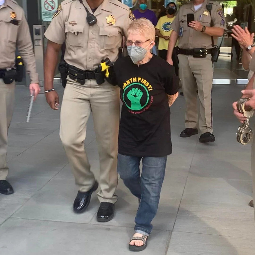 Six elder activists were arrested today in Sacramento at a rally to Save Jackson State Forest. The activists blocked the front door to the California Natural Resources Agency headquarters to protest CalFire's recent announcement that it would resume