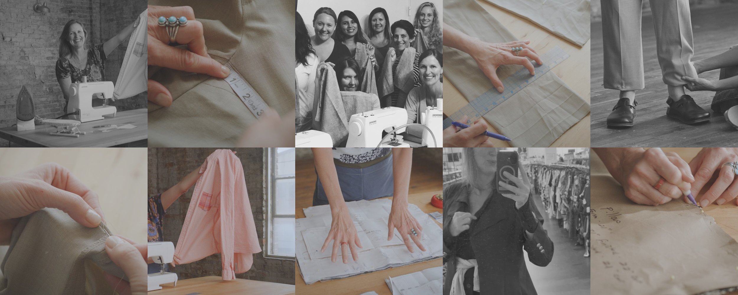 photos of people sewing