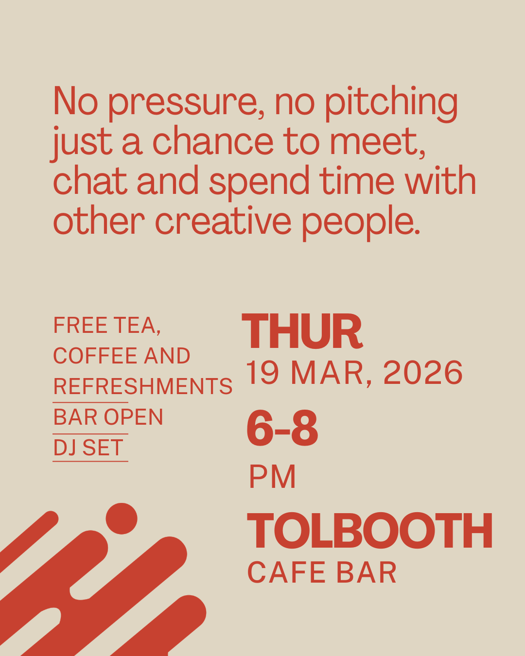 Orange text on pale peach background explaining the concept of Creative Social.