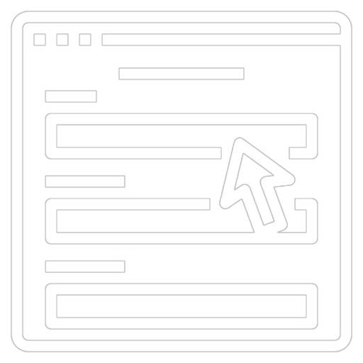 Icon of a computer window with a cursor clicking on a highlighted section.