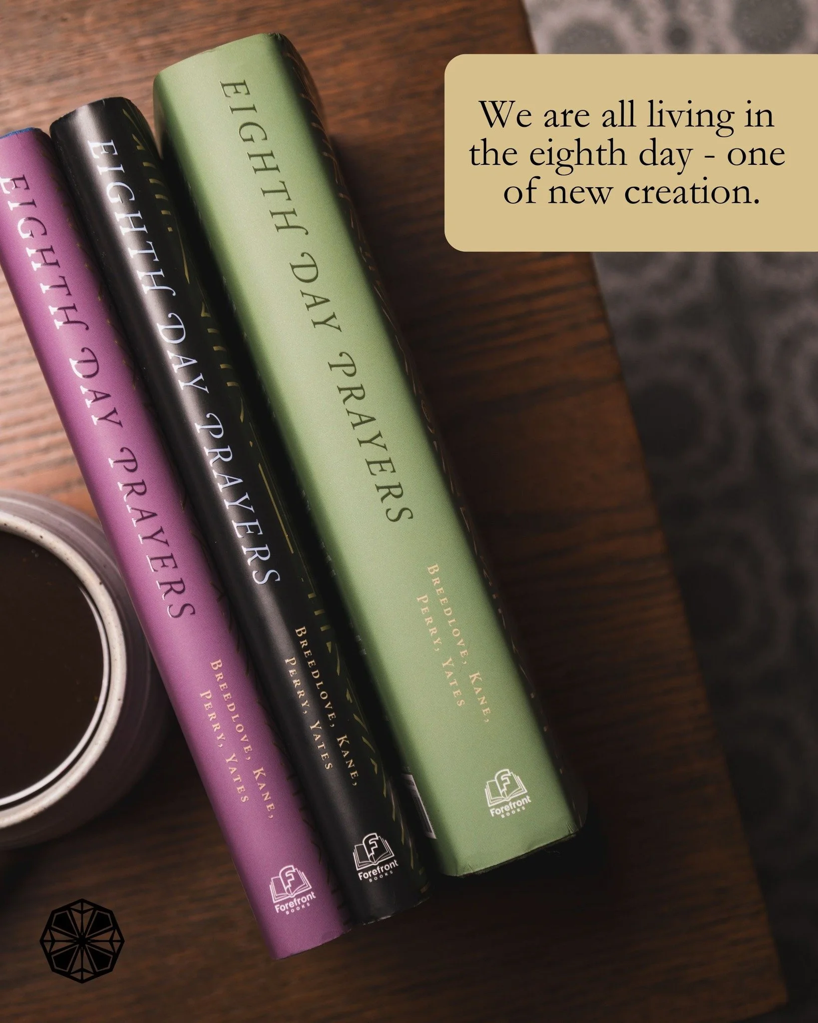 We are all living in the eighth day - one of new creation. One where the kingdom of God is &ldquo;already here and not yet fulfilled.&rdquo;

Join the Eighth Day Prayers movement to read and reflect on scripture throughout the year. 

Order the three