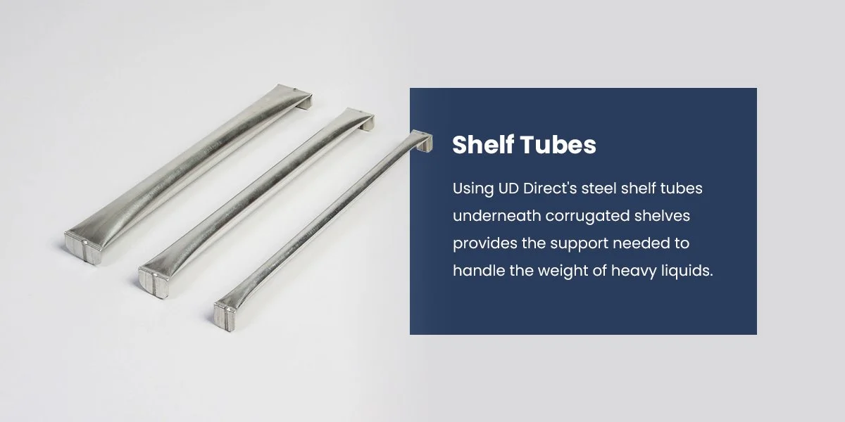 UD-Direct's steel shelf tubes for display shelf support