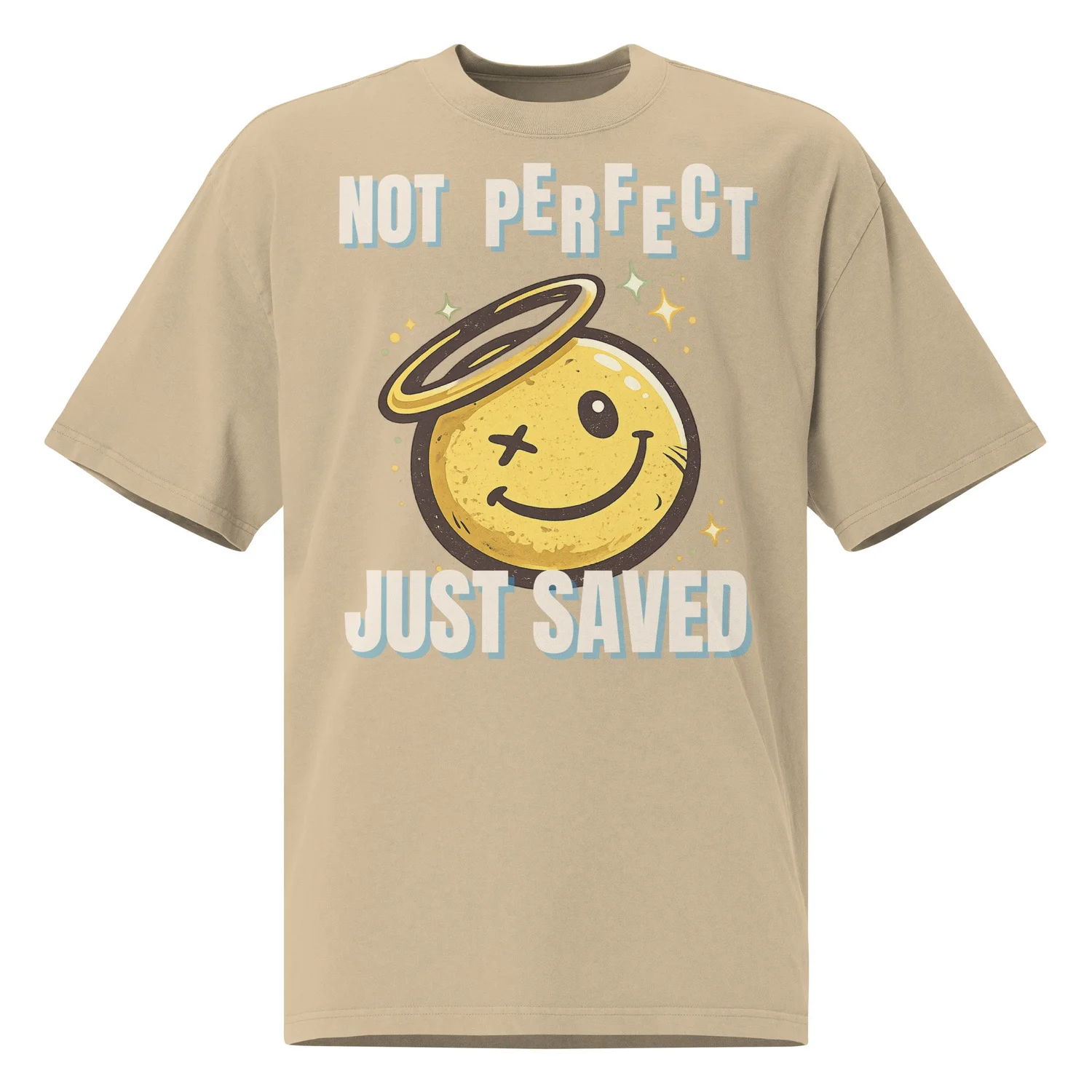 Not Perfect Just Saved Oversized Faded Tee