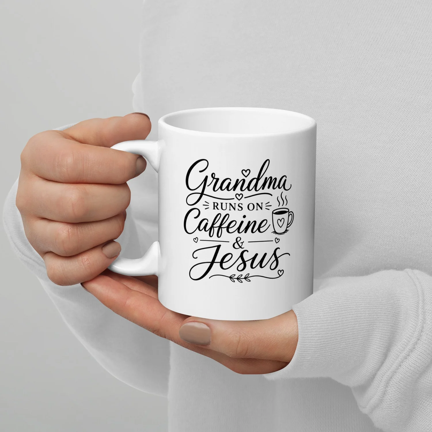Grandma Runs on Caffeine & Jesus Mug