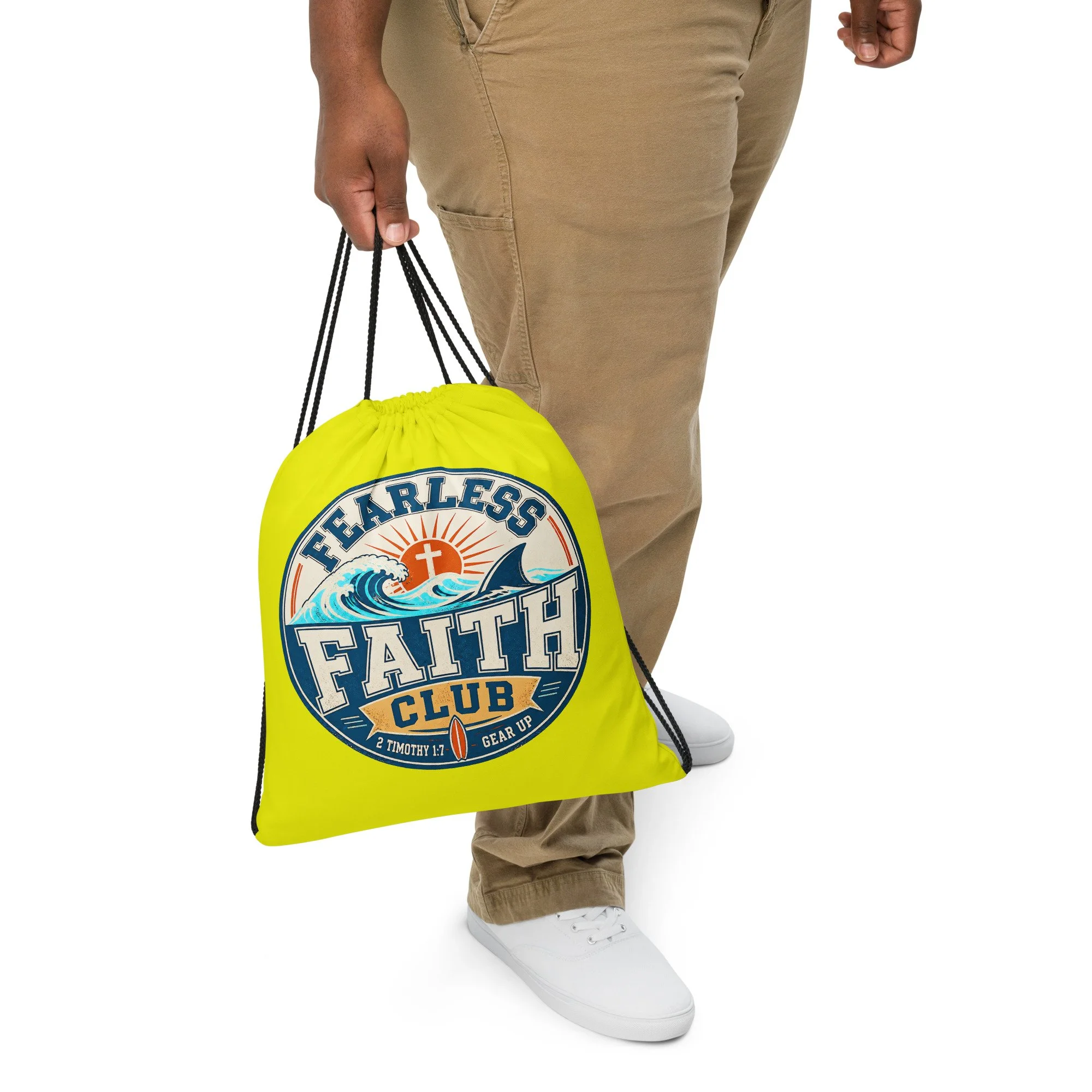 Fearless Faith Club Black Drawstring Bag