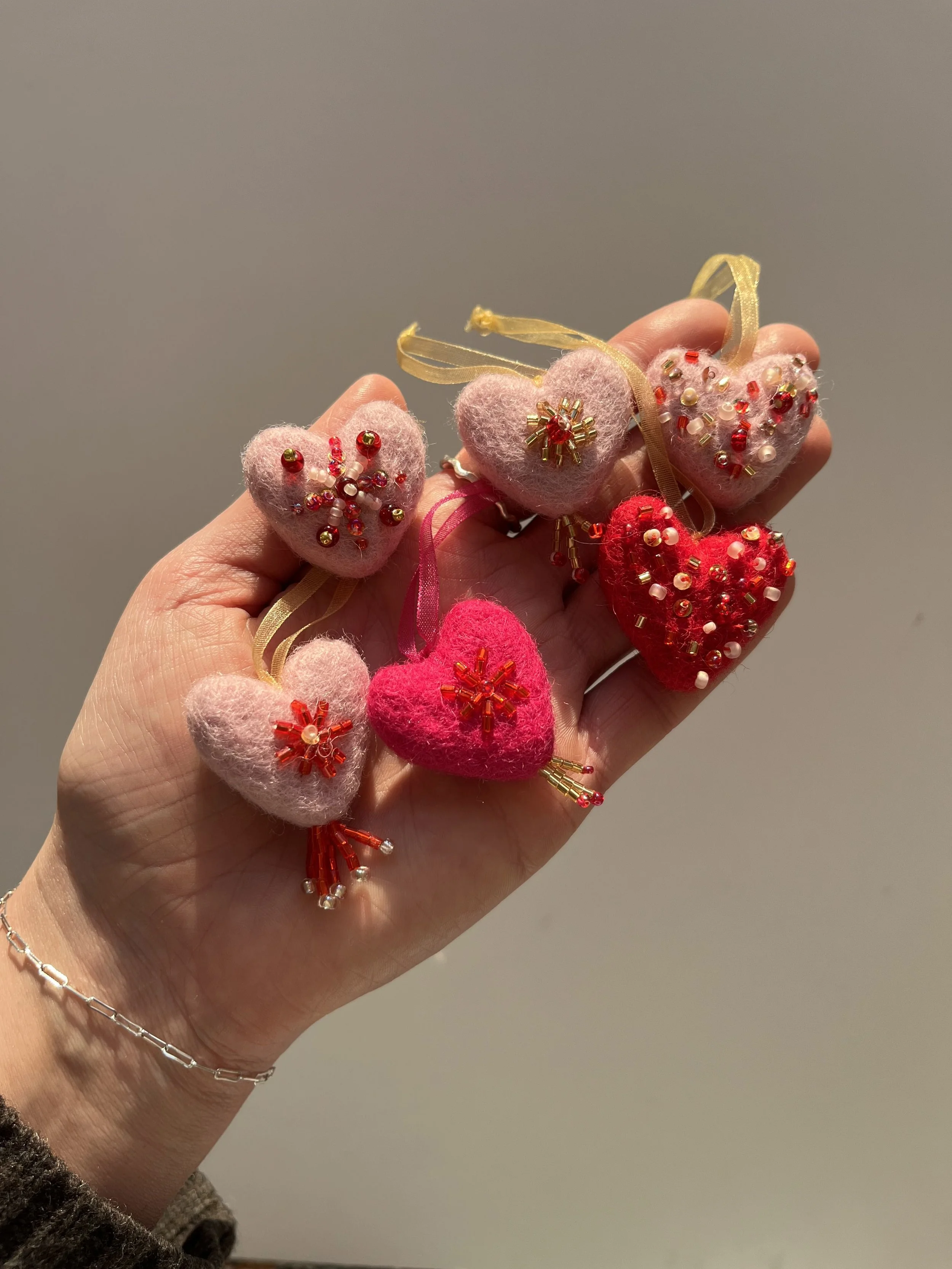 Mini Beaded Heart Decoration