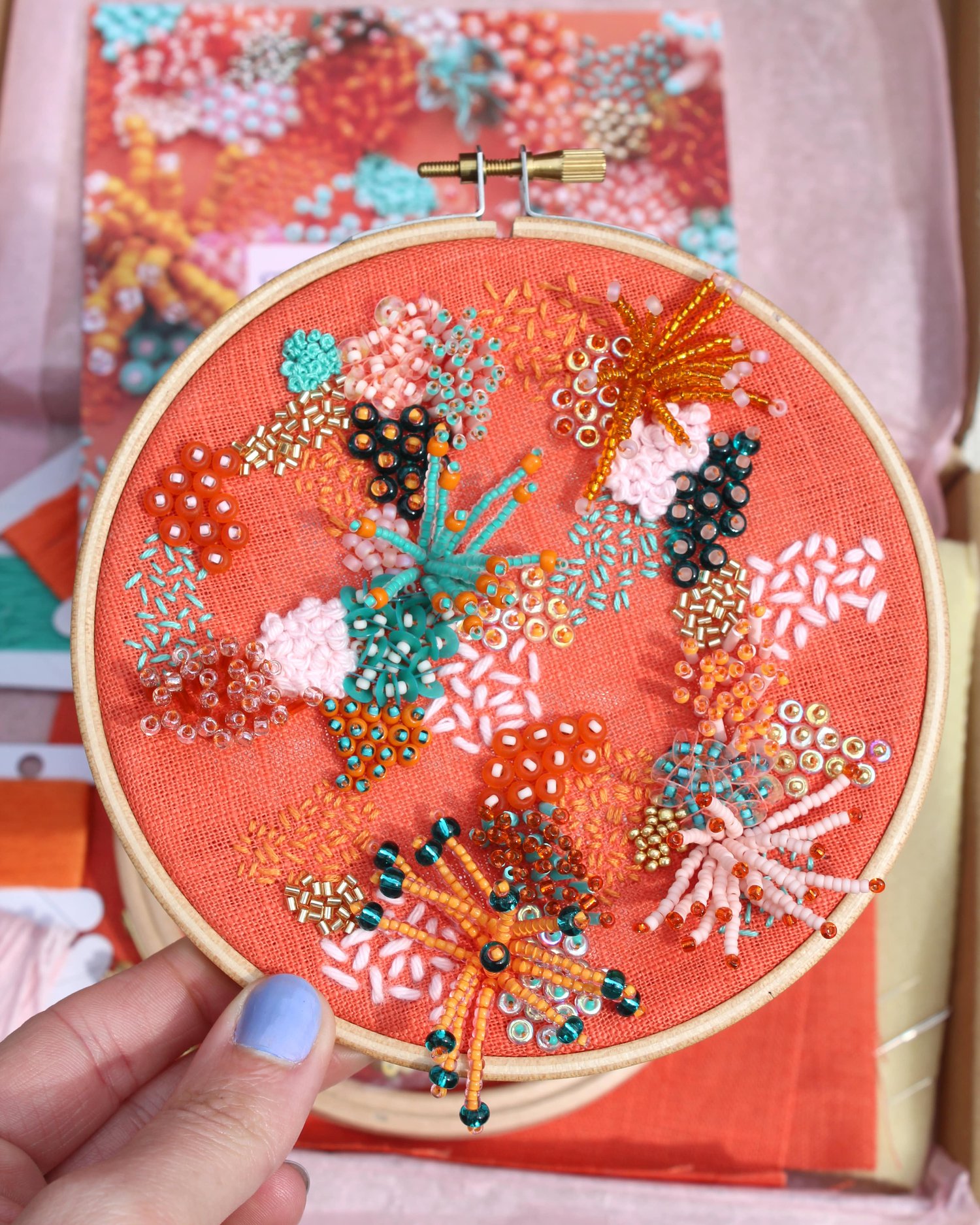 Beaded Embroidery Kit in Orange — imogen melissa