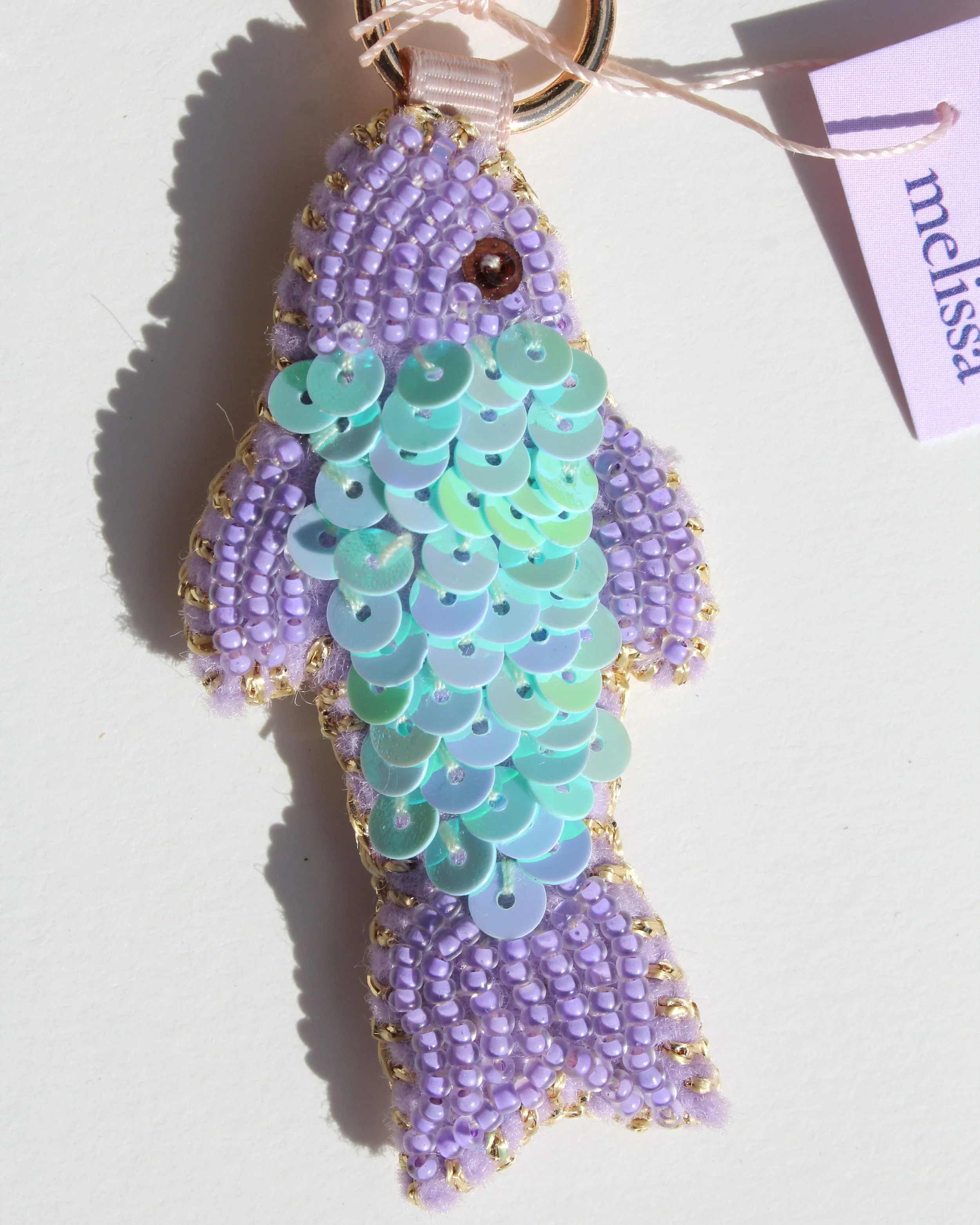 Lilac & turquoise fish Keyring/Bag Charm