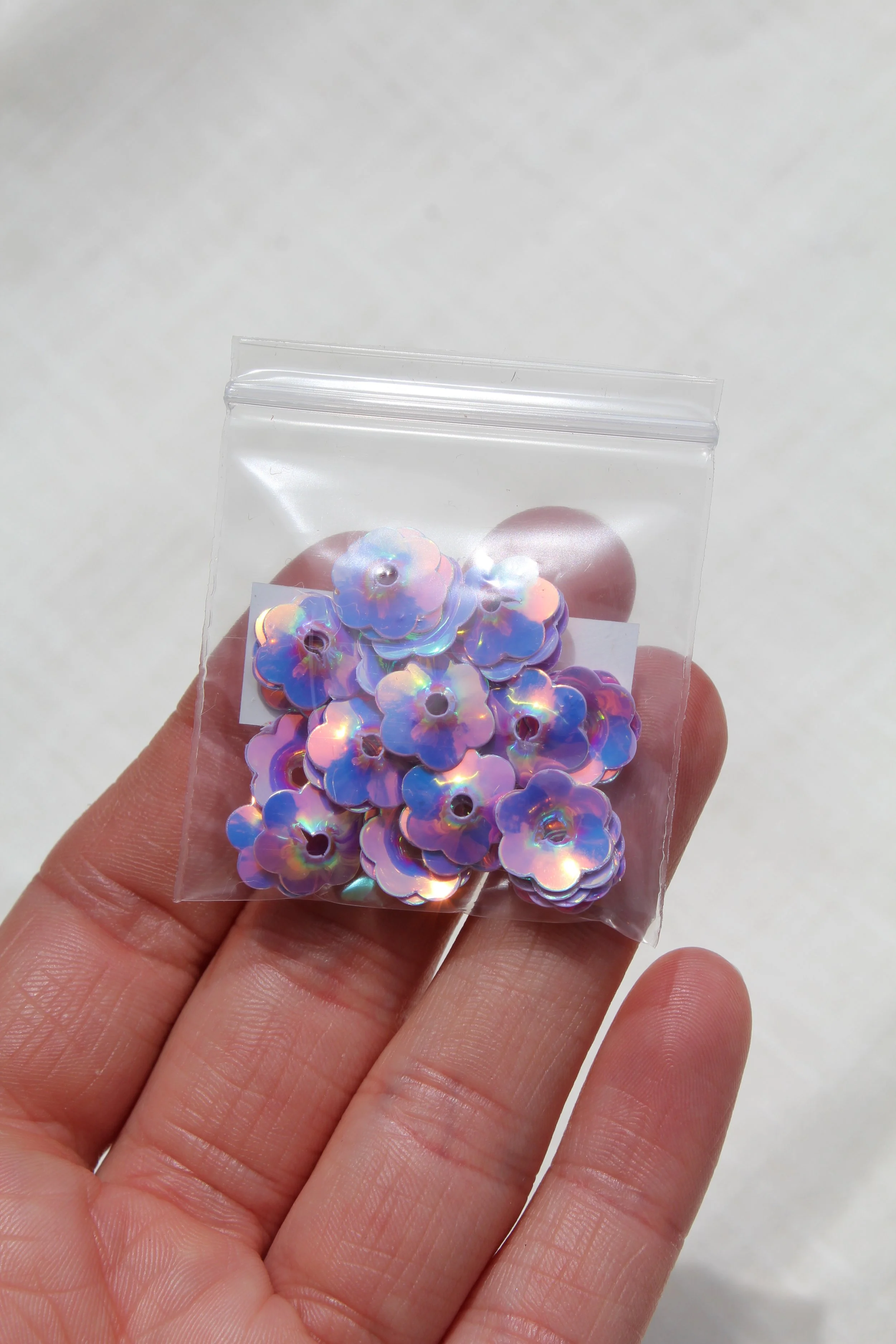 Lilac Cupped Flower Sequins