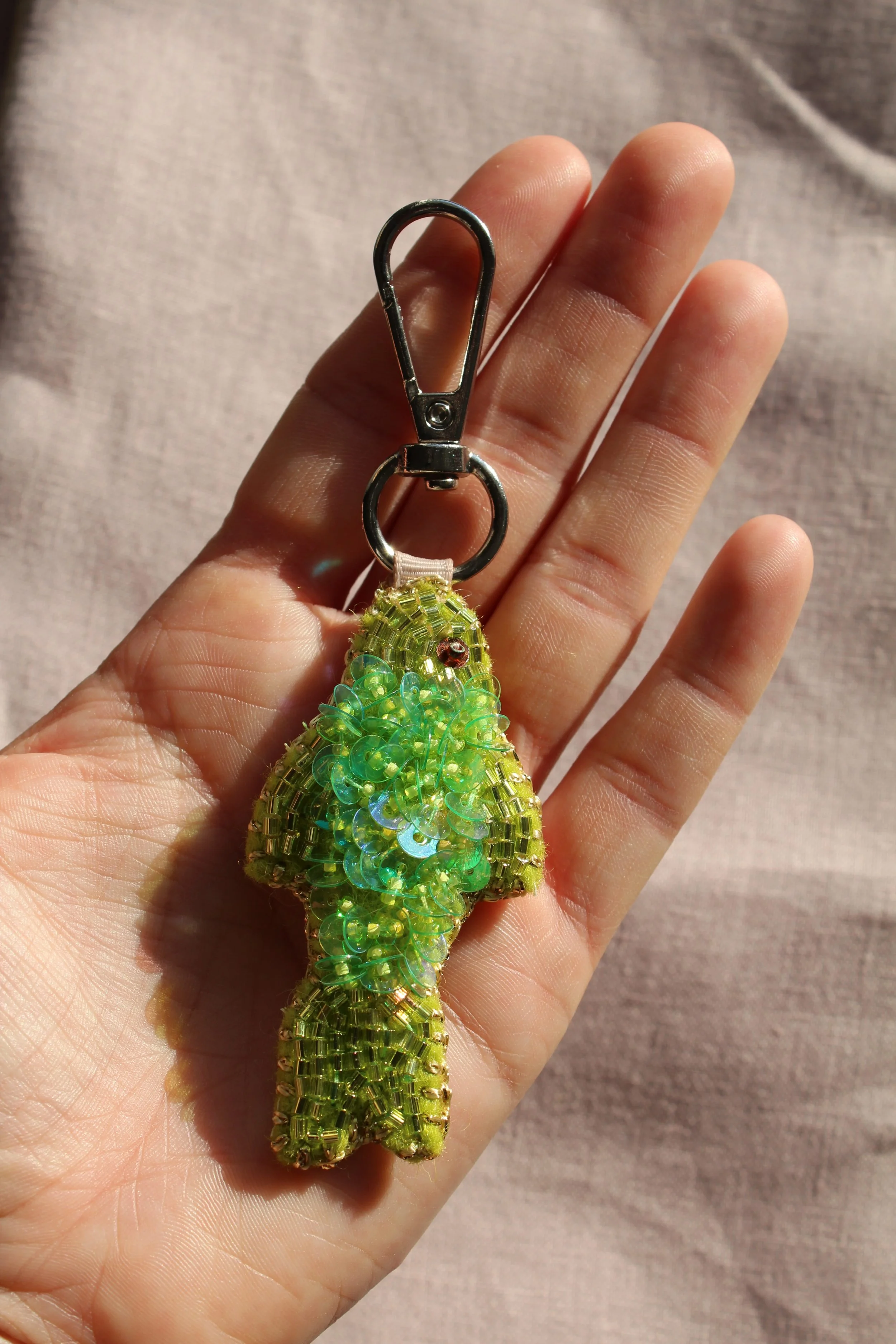 Green Beaded Fish Charm