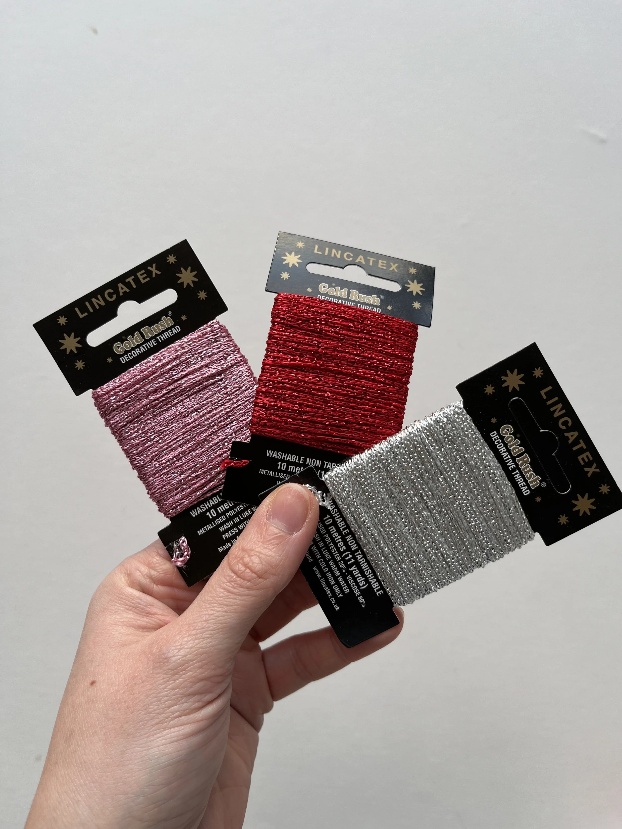 Pink, Red & Silver Metallic Embroidery Thread