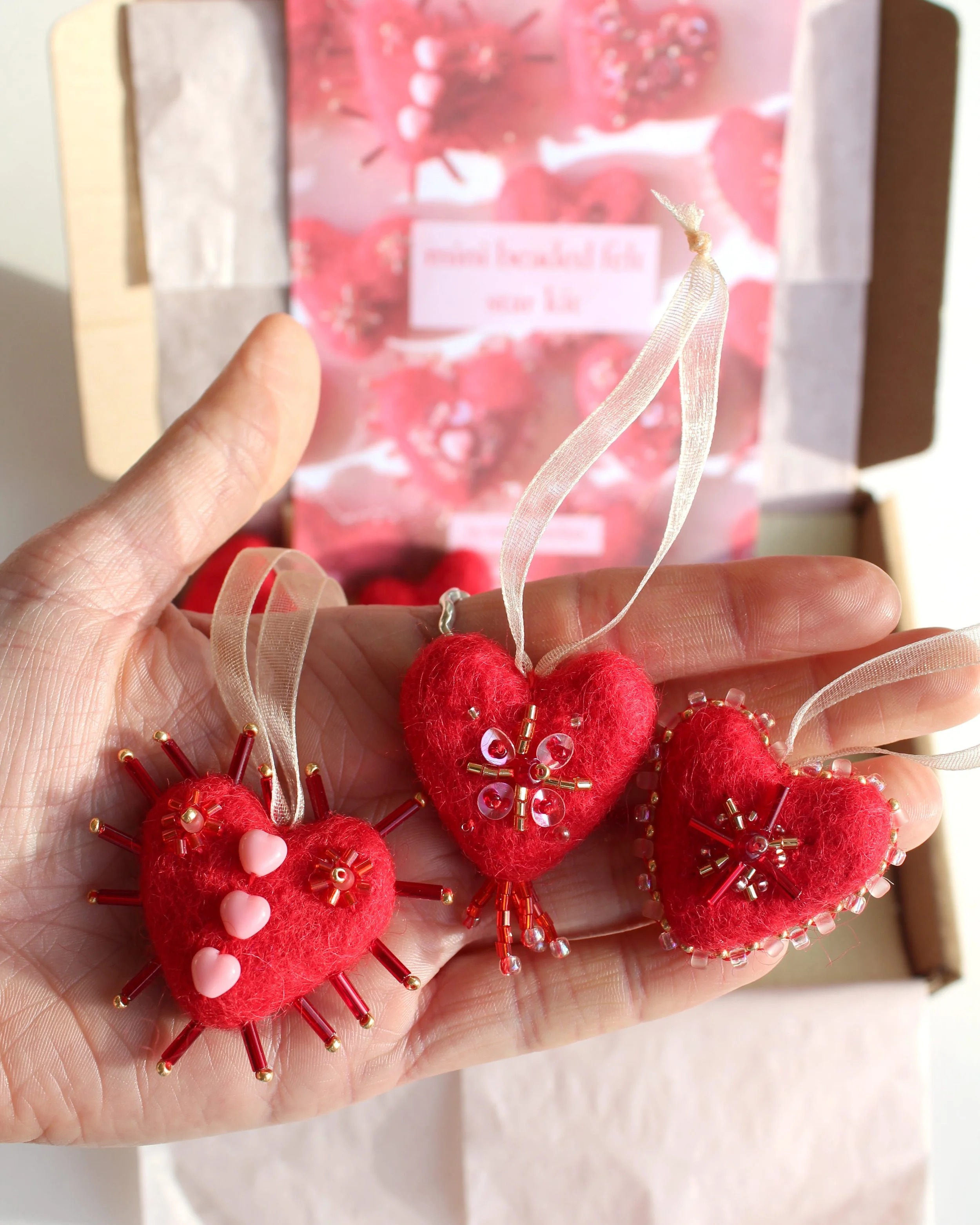 The Mini Beaded Felt Heart Kit