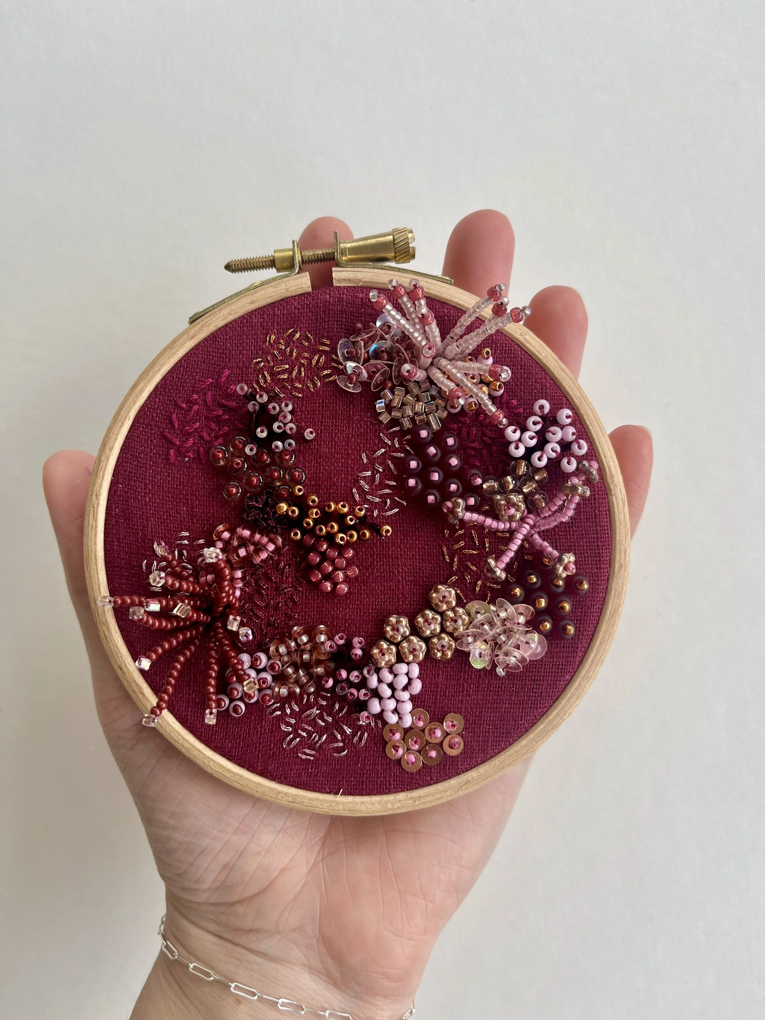 Burgundy & Copper 4-Inch Beaded Hoop