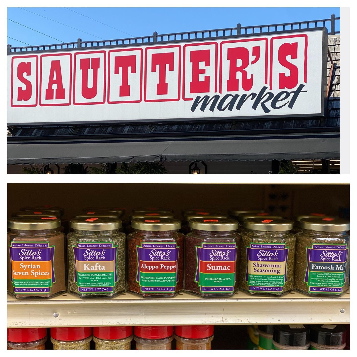 SITTO&rsquo;S SPICE RACK IS NOW AVAILABLE @sauttersmarket !  So excited to expand our products at this wonderful market.  Sitto&rsquo;s Bakery Baklawa &amp; Pita Chips has been available and now our Spice Rack products!  Fatoosh, Shawarma, Kafta, Syr