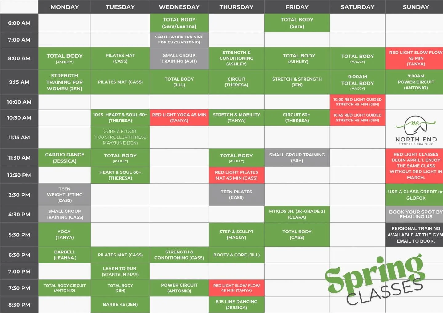 NEW classes have dropped in the North. 👀 

You&rsquo;re gonna want to screenshot and zoom in. 

Thank you for sharing with your fam &amp; friends. Our small business appreciates it! 💚