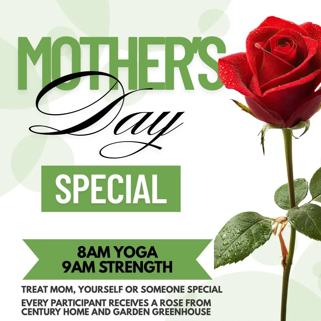 Join us for your own self-care, bring someone special or treat Mom to a class!

This Sunday, Mother&rsquo;s Day, join @northend_fitness for

8am Yoga 

9am Strength

Every participant will be gifted a beautiful long-stemmed rose from @centuryhomeandg