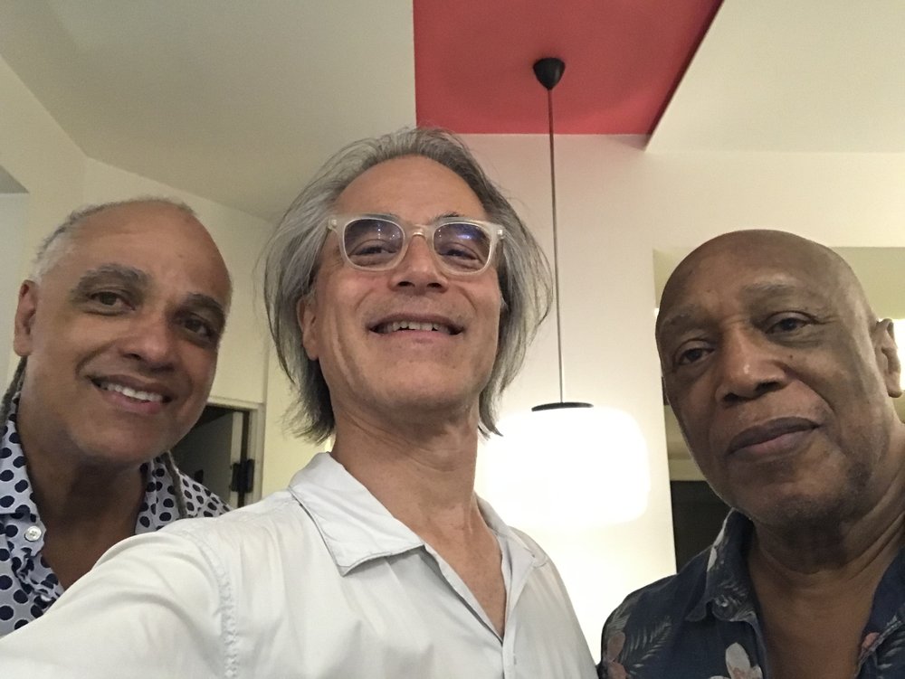  Paris post concert hangout with 2 ultimate masters, our drummer Billy Cobham and legendary percussionist Mino Cinelu (Miles Davis, Weather Report, Sting, Stevie Wonder…) who came to our gig tonight 