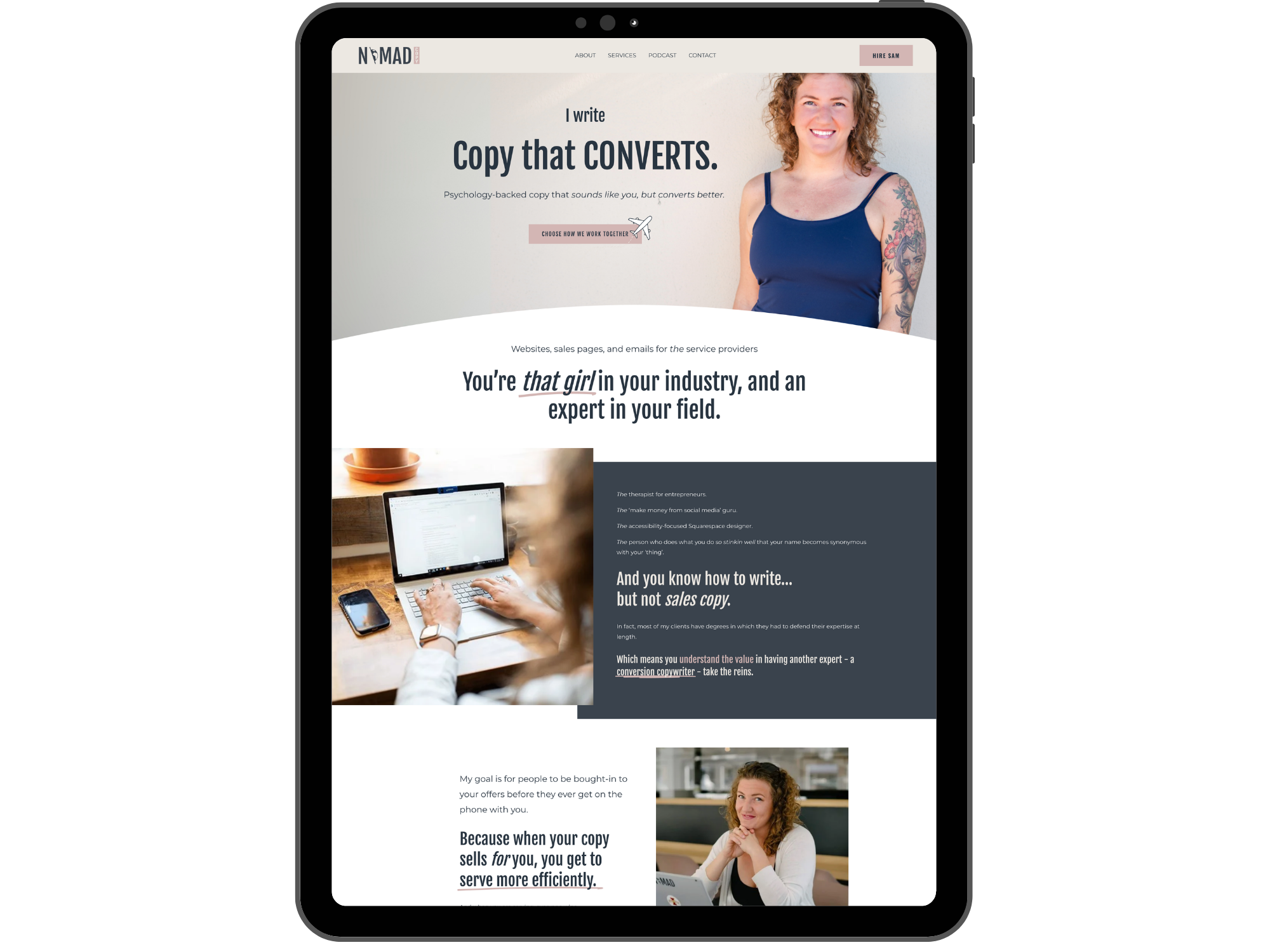Nomad Copy Agency Website on iPad