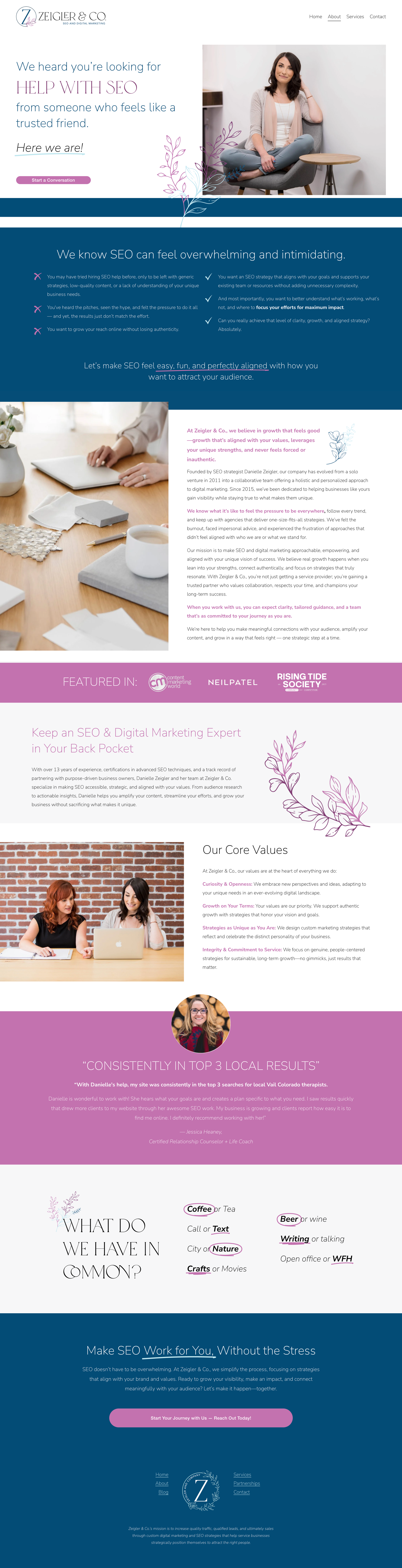 Squarespace services page for SEO & Digital Marketing Agency