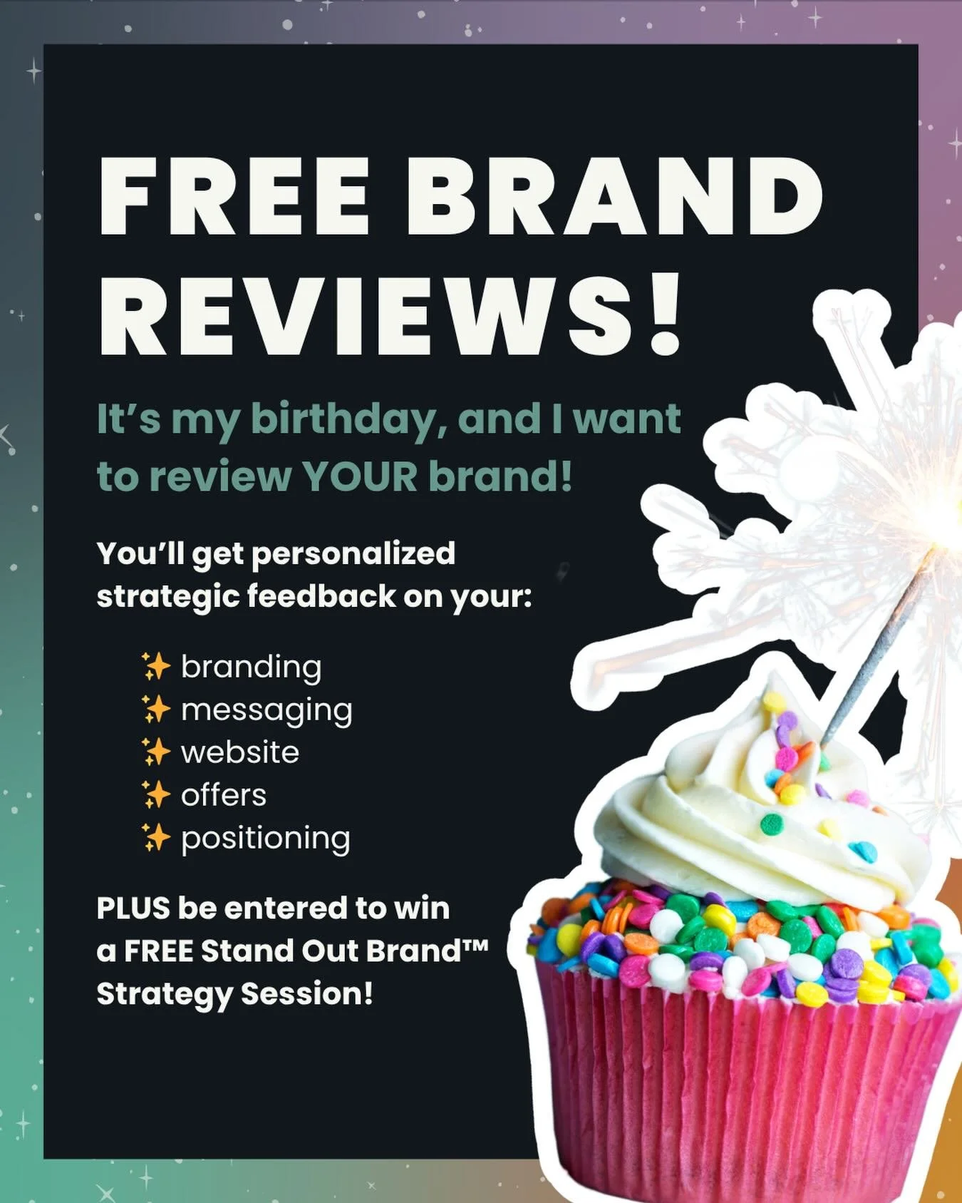 I turned 32 over the weekend and I want to celebrate by doing something fun for YOU too!

This week only, I&rsquo;m offering personalized Birthday Brand Reviews 🎉

You can submit your website, socials, offers, and biggest branding questions&hellip; 