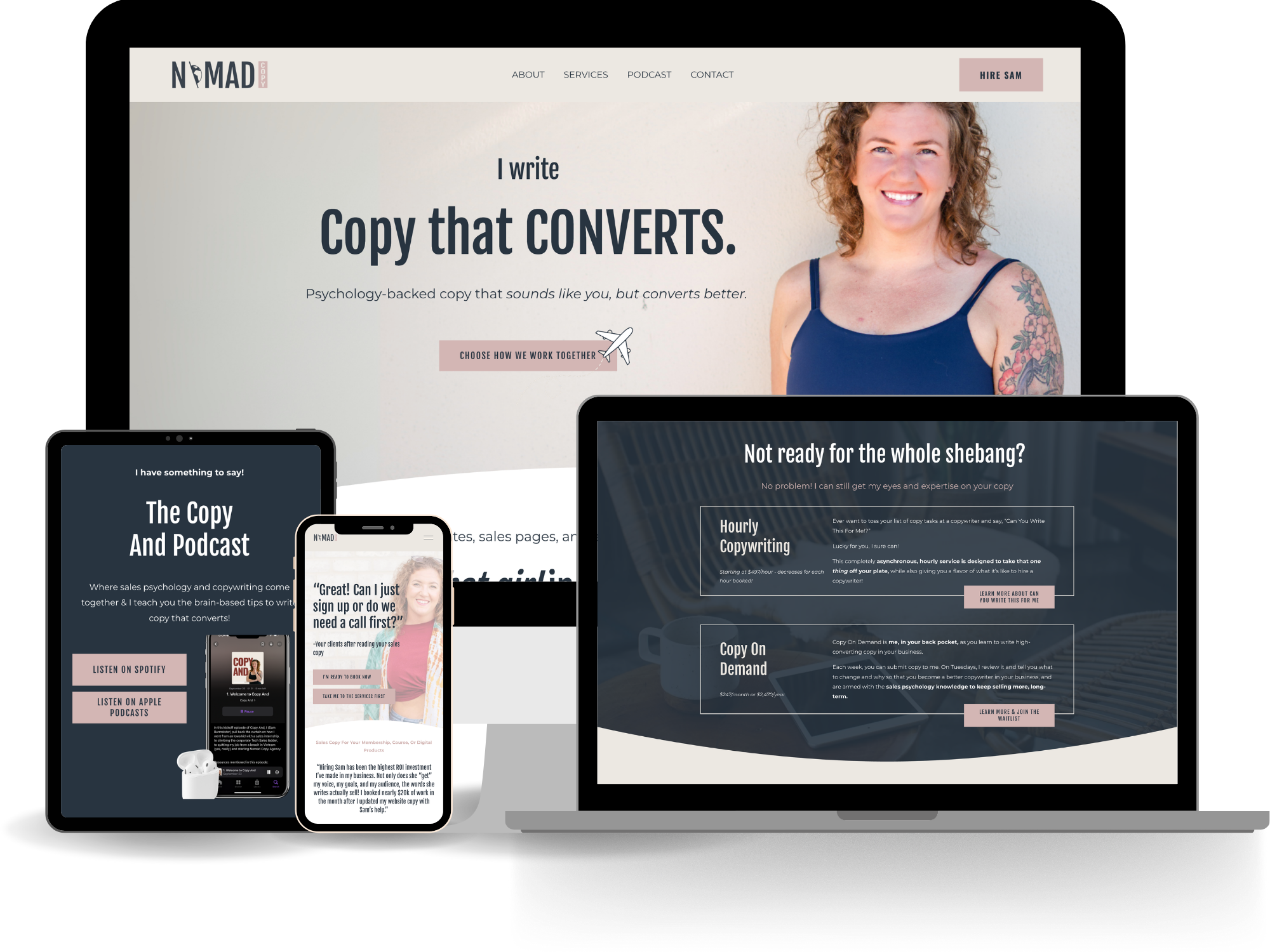 Squarespace website design for Nomad Copy Agency