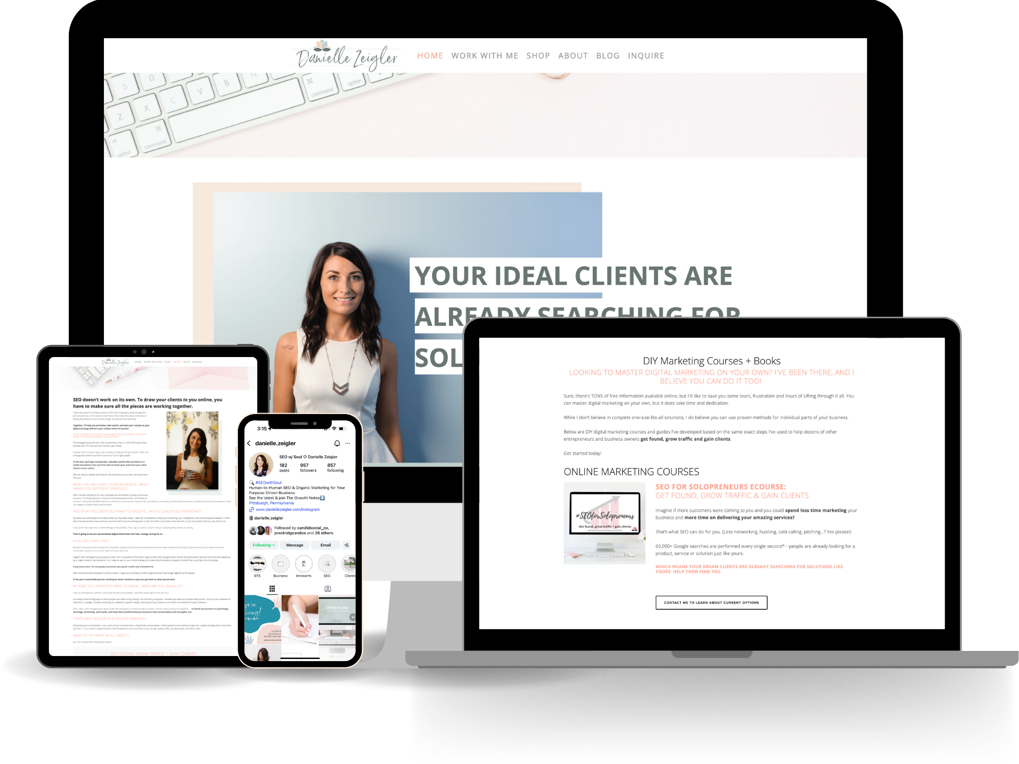 Squarespace website design for SEO & Digital Marketing Agency Before