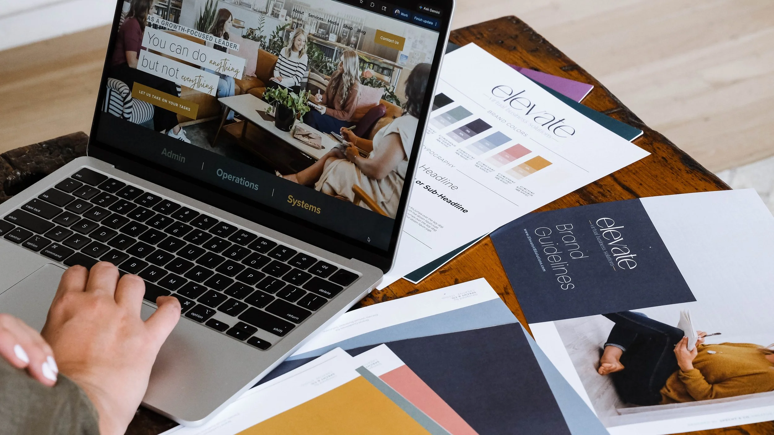 Designer working on website and branding for online business