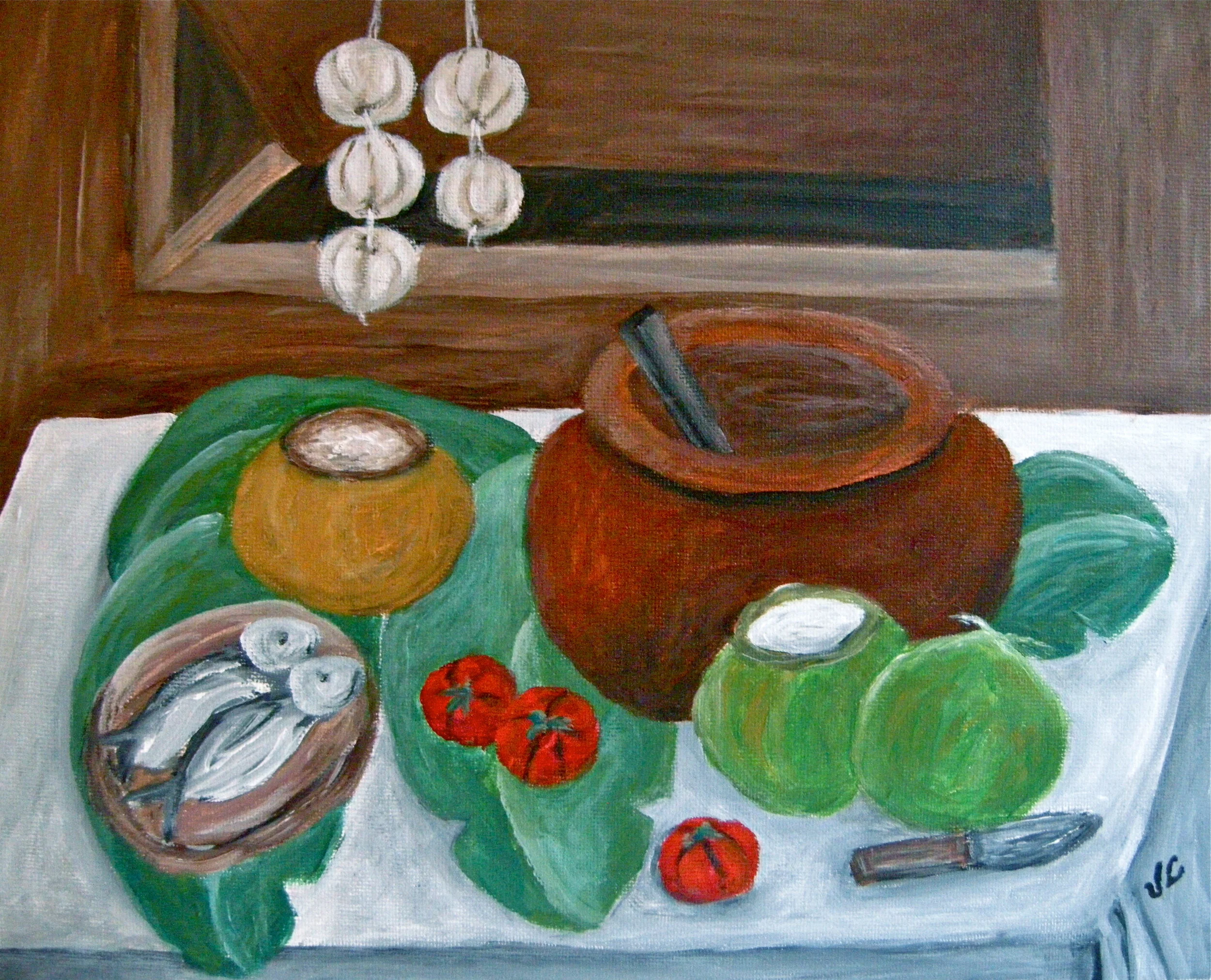 Philippine Still Life with Fish and Coconuts
