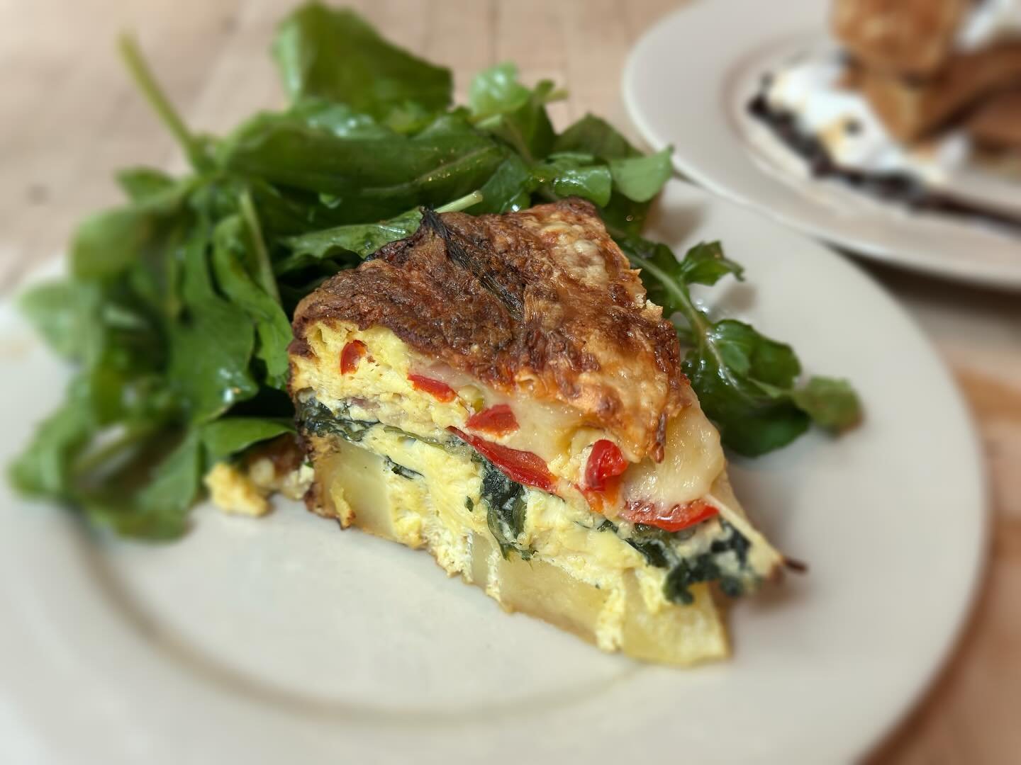 A little something for everyone this weekend! Country Ham Frittata, with swiss cheese, spinach, red peppers, potatoes, green onion, arugula salad . . . or S&rsquo;mores Waffle, graham waffle, marshmallow whip, chocolate. Special through Sunday. Doors
