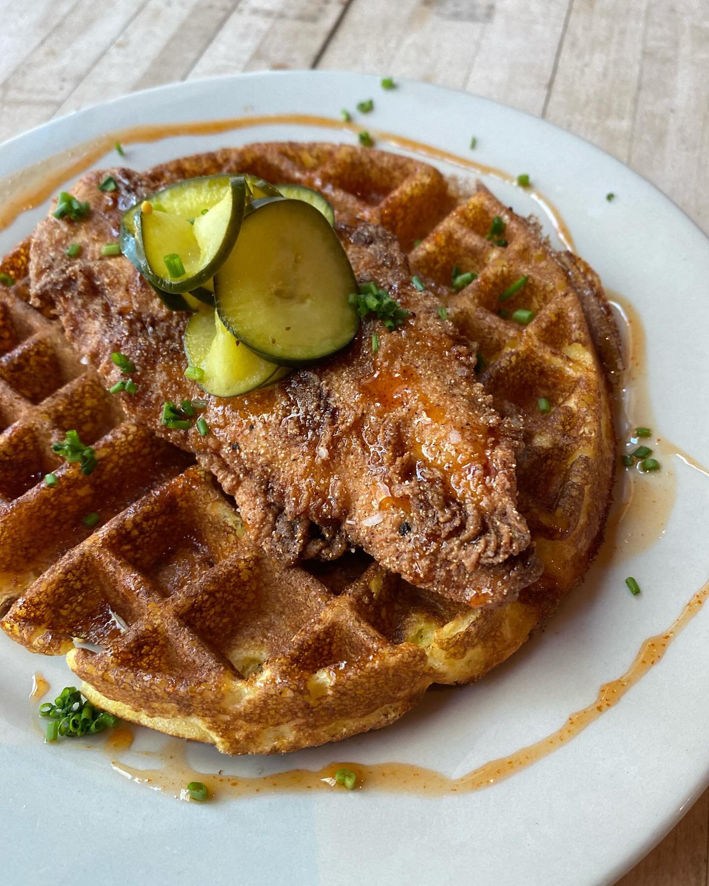 Chicken &amp; Waffles special this week! With Cholula hot honey, cornbread waffle. Like Thanksgiving dinner, with a twist. Speaking of Thanksgiving &mdash; we are closed Thursday, but otherwise open regular hours. And we&rsquo;ll run our Weekend Brun