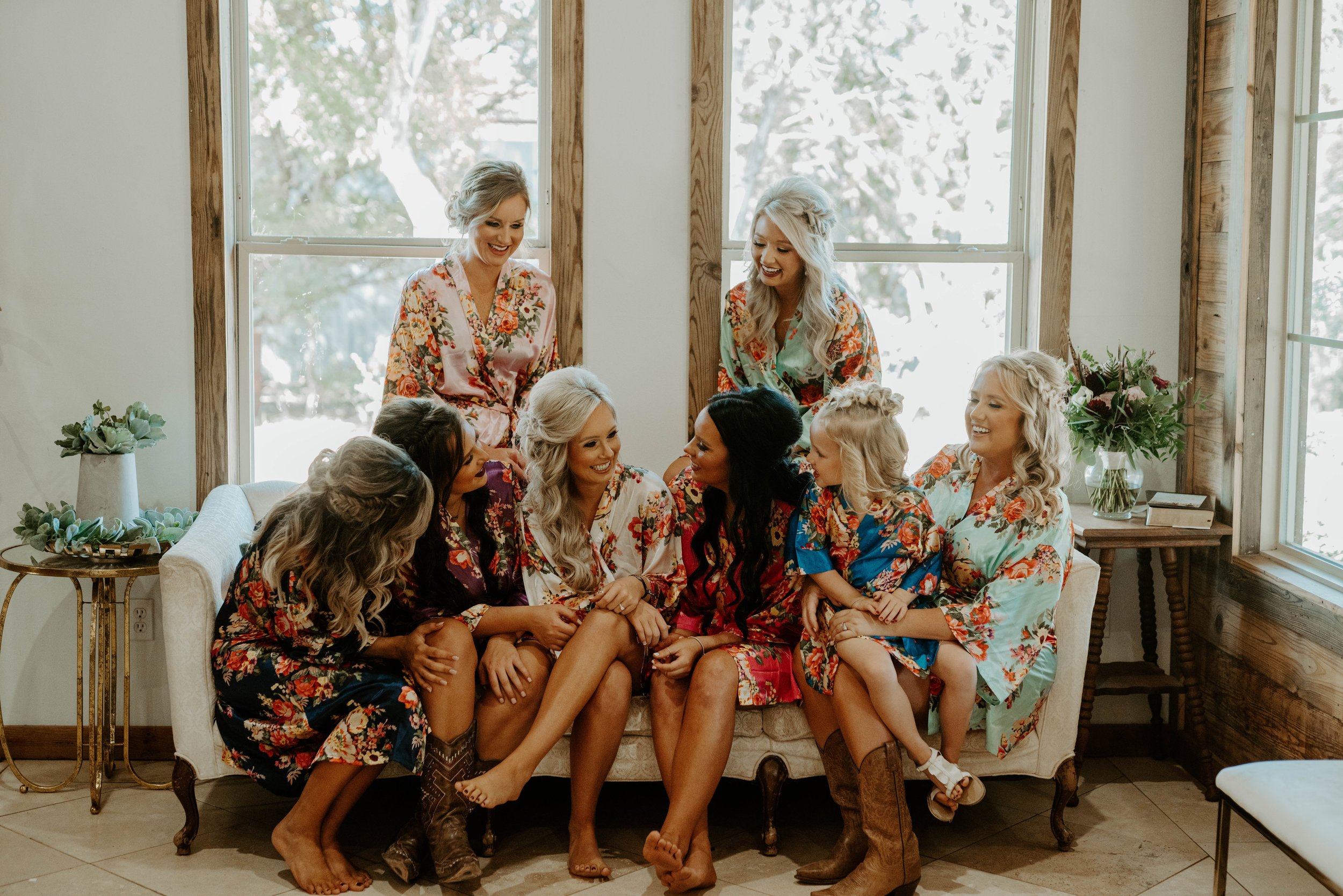 bride and bridesmaids photoshoot fall colors wedding in graham tx wedding venue