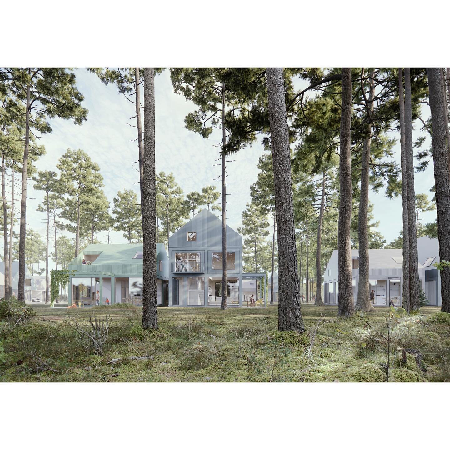 Work in progress for a community in the forest.. 🦌

Reduced infrastructure, preserved nature, minimal footprint, adaptable units, local &amp; ecological materials (CLT), social variety, community spaces, energy autonomy, and affordability - are only