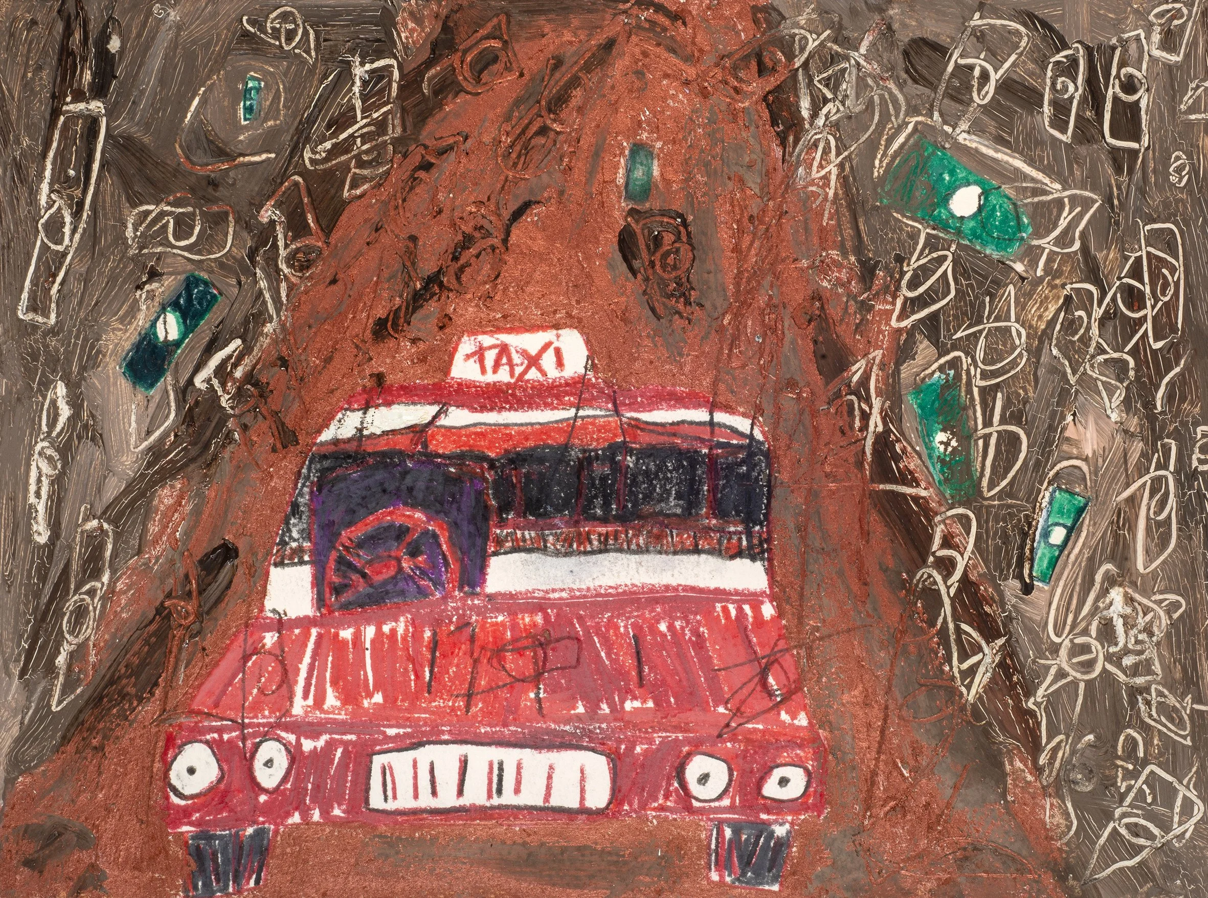 Taxi, 2019, Oil and pencil on paper 23 x 31cm.jpg