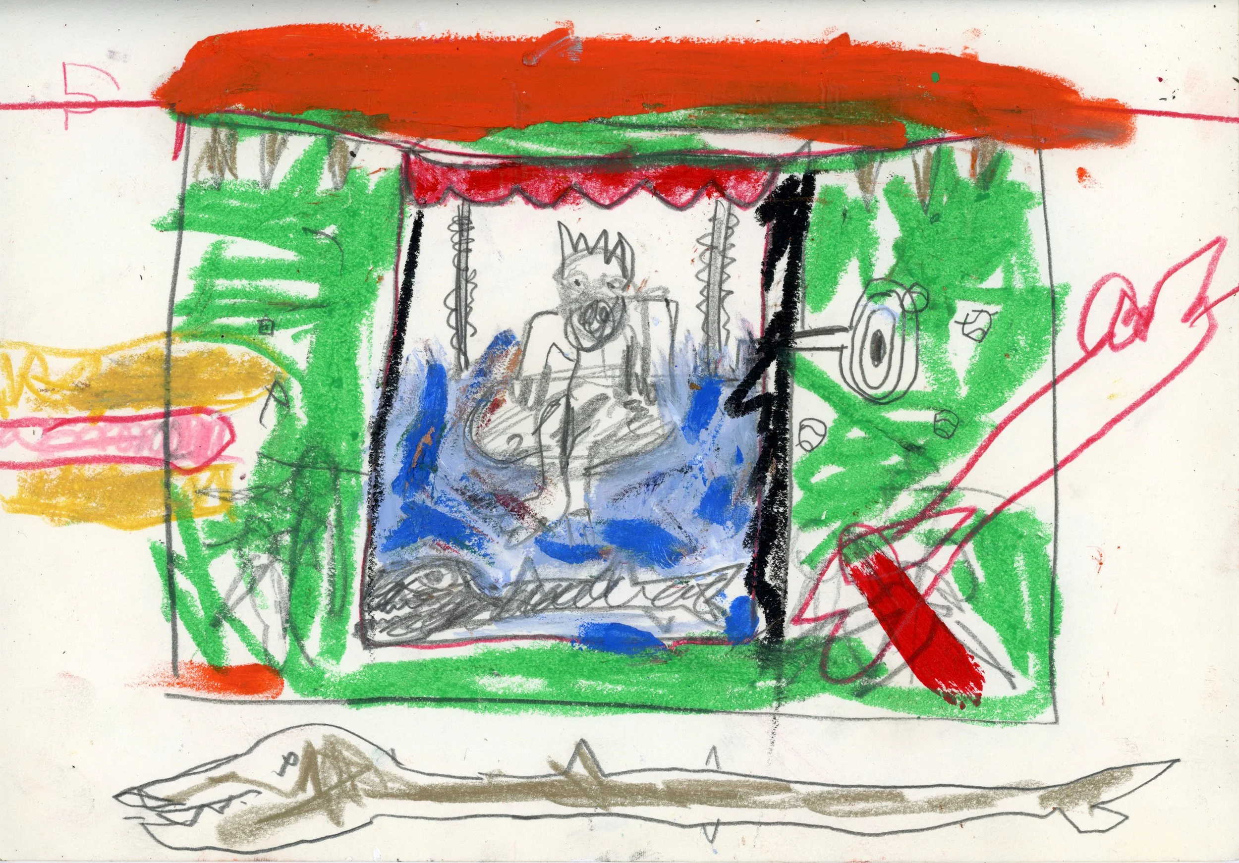 Sketch for Eternal PLunge n2, 2024, oil and pencil on paper, 21 x 29 cm.jpg